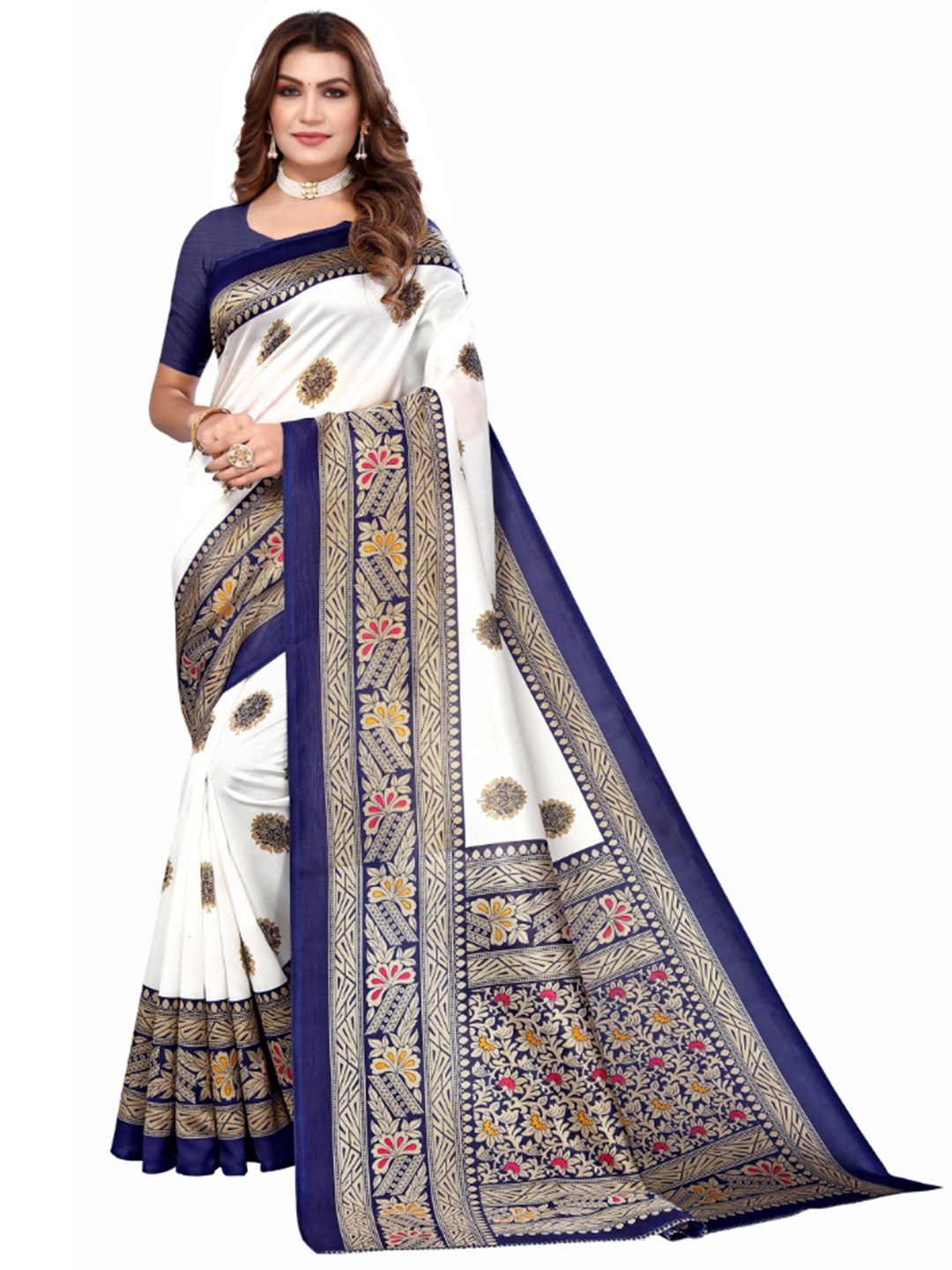 

KALINI Ethnic Motifs Printed Saree, White
