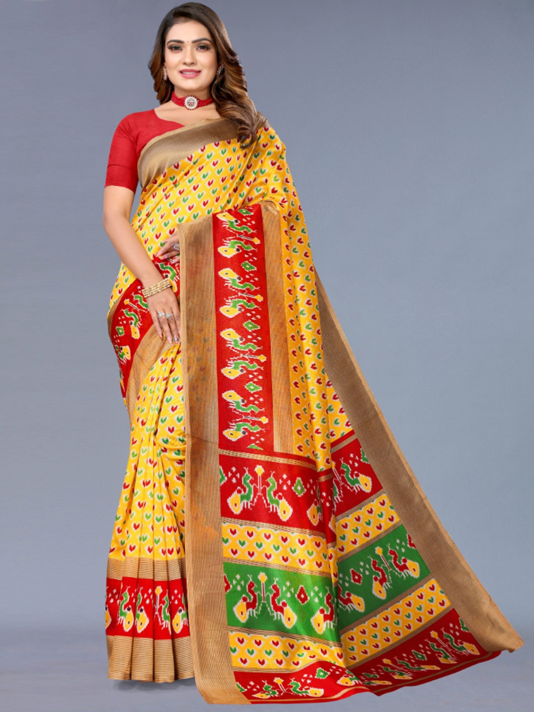 

KALINI Ethnic Motifs Printed Saree, Yellow