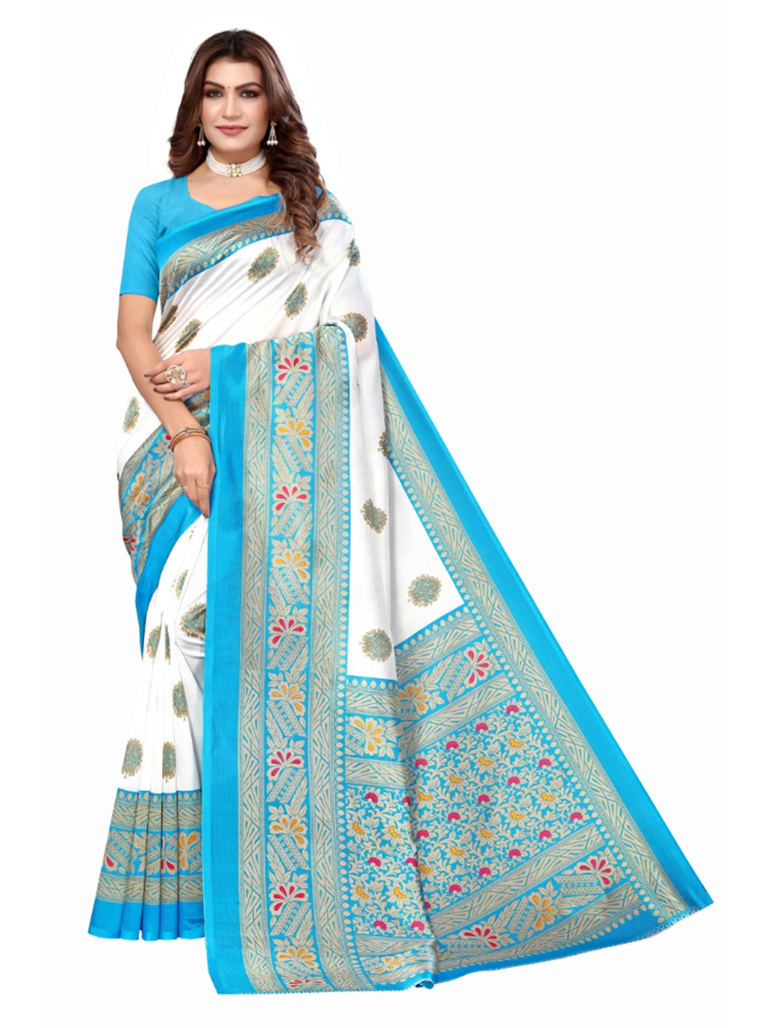 

KALINI Ethnic Motifs Printed Saree, White