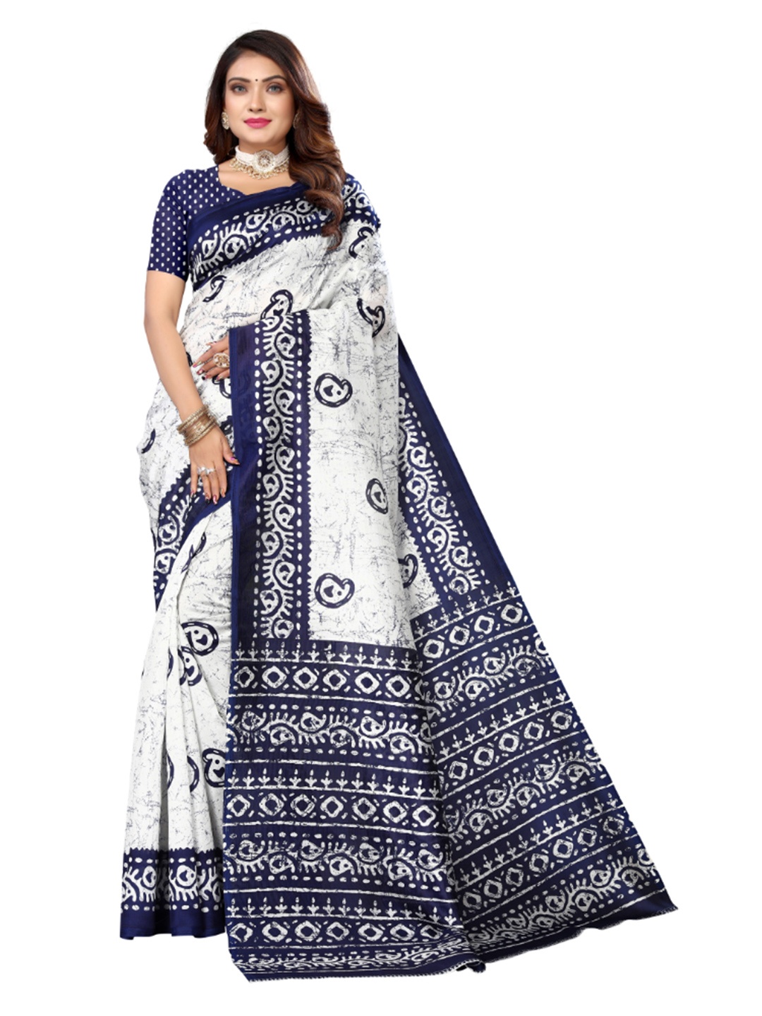 

KALINI Ethnic Motifs Printed Saree, White