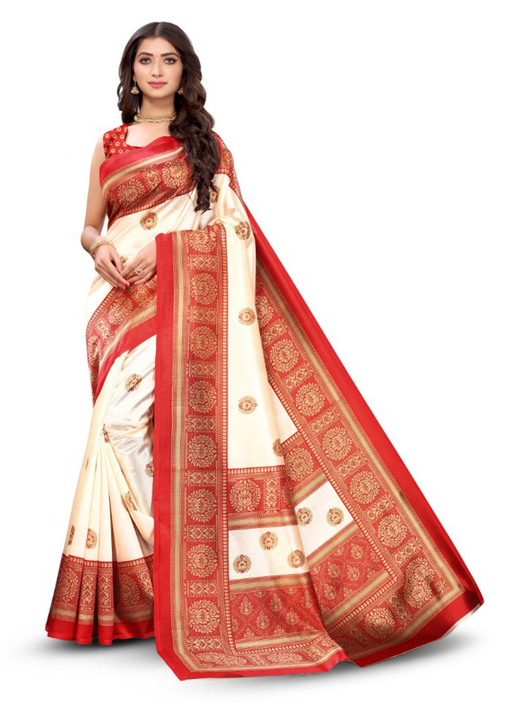 

KALINI Ethnic Motifs Printed Saree, White