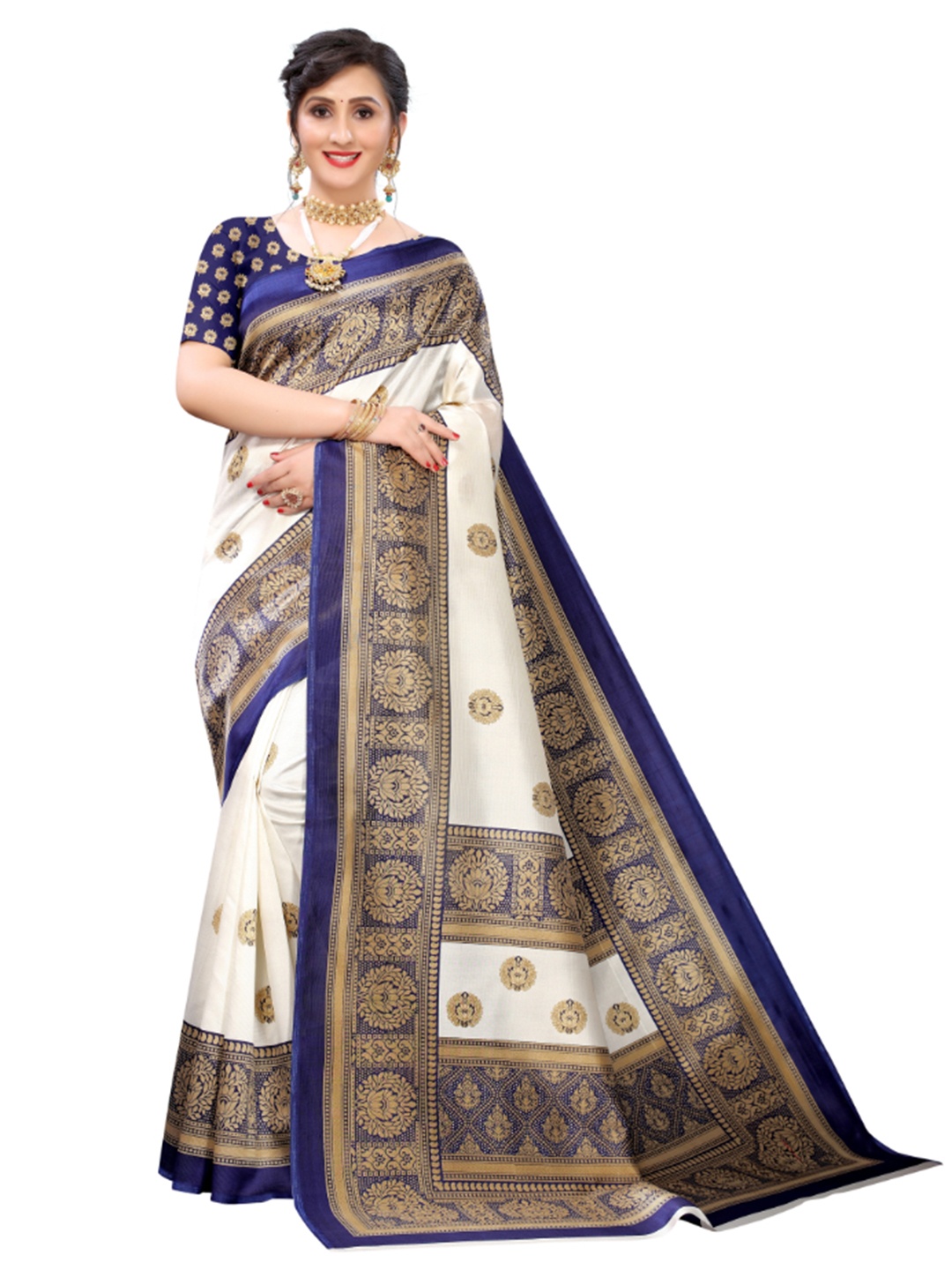 

KALINI Ethnic Motifs Printed Saree, White