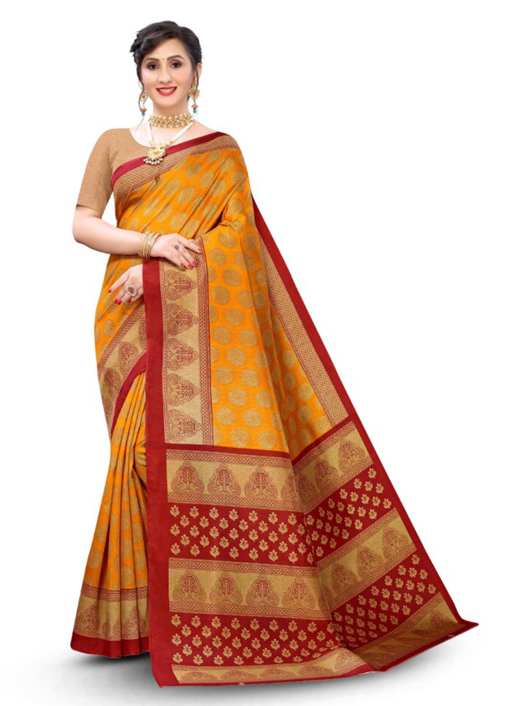 

KALINI Ethnic Motifs Printed Saree, Orange