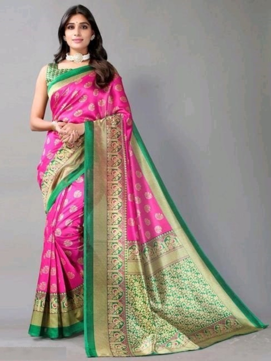

KALINI Ethnic Motifs Printed Saree, Pink