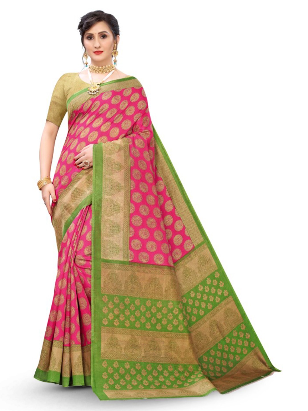 

KALINI Ethnic Motifs Printed Saree, Pink