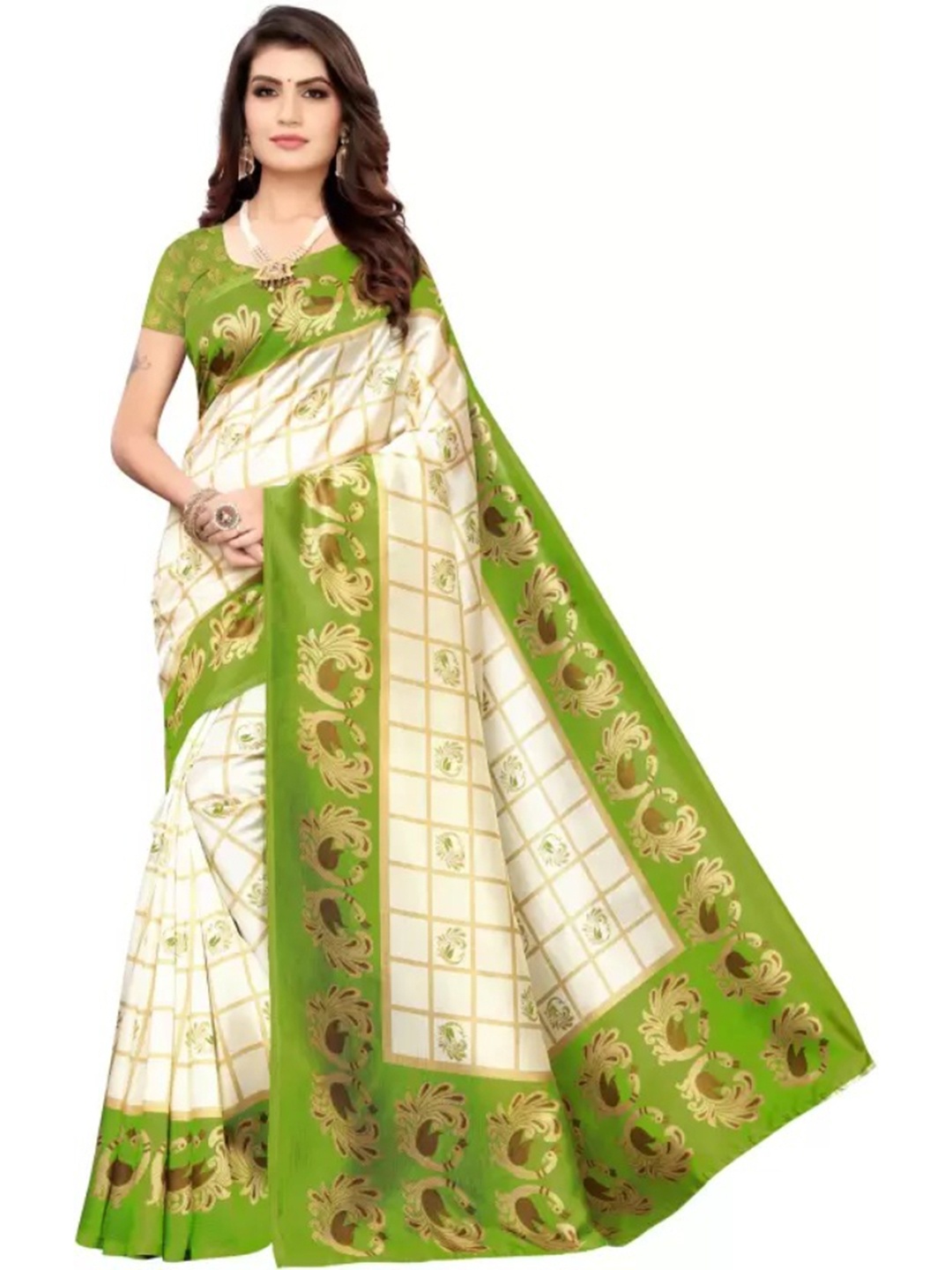 

KALINI Ethnic Motifs Printed Saree, White