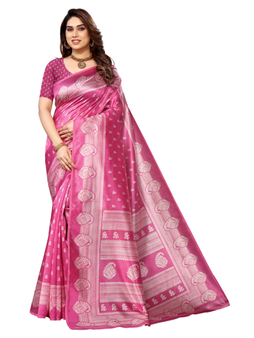 

KALINI Ethnic Motifs Printed Saree, Pink