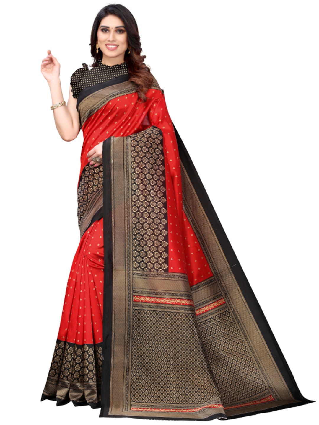 

KALINI Ethnic Motifs Printed Saree, Red
