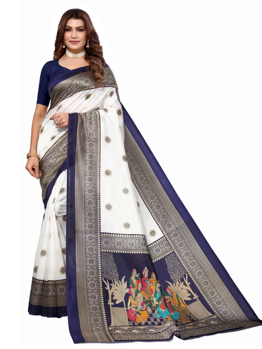 

KALINI Ethnic Motifs Printed Saree, White