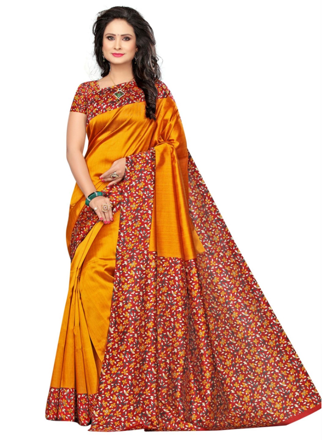 

KALINI Printed Bored Saree, Orange