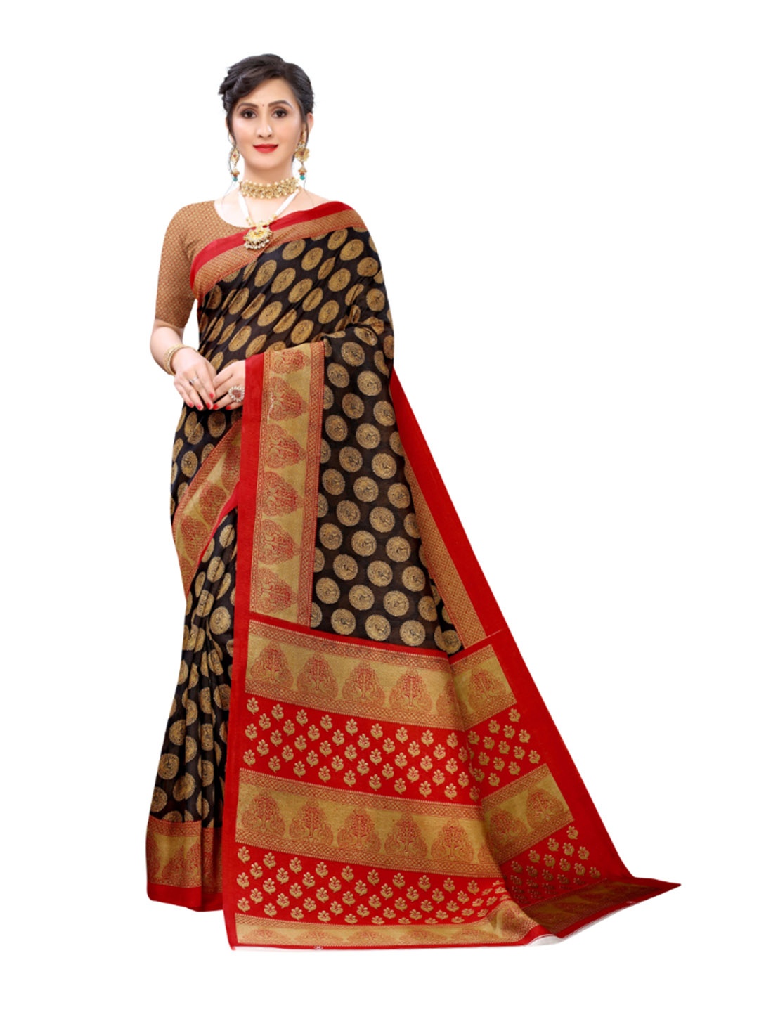 

KALINI Ethnic Motifs Printed Saree, Black