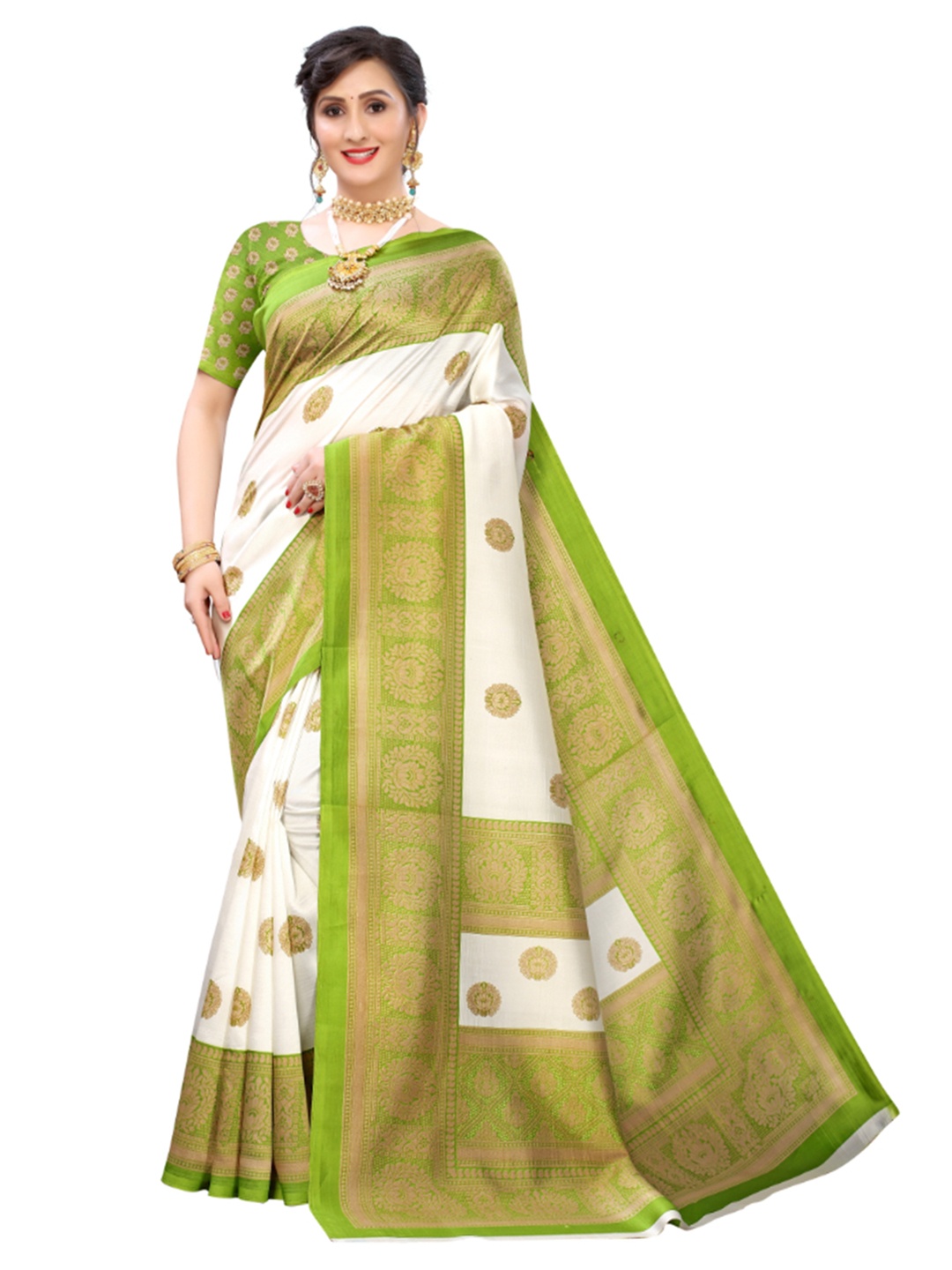 

KALINI Ethnic Motifs Printed Saree, White