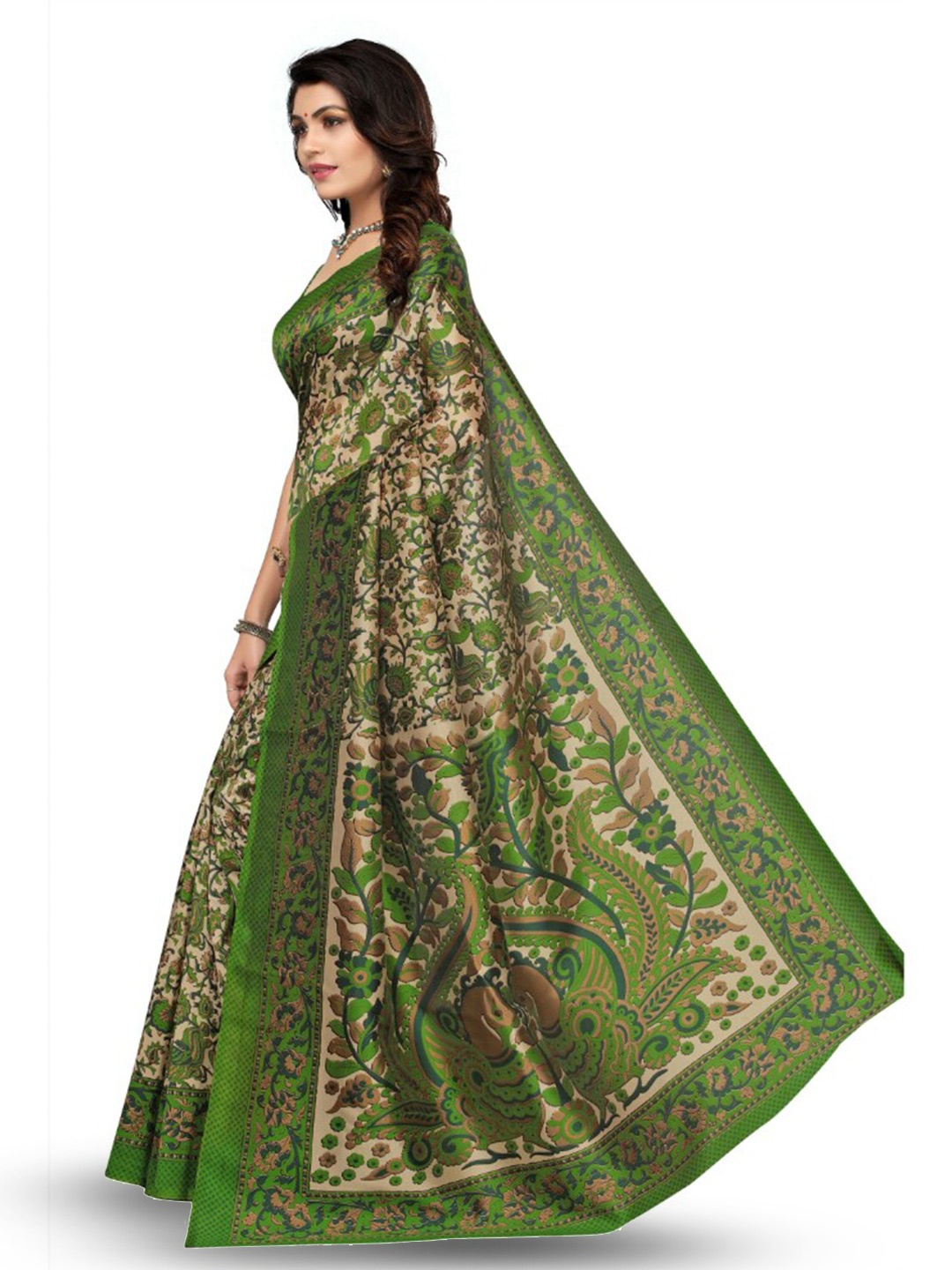 

KALINI Ethnic Motifs Printed Saree, Green