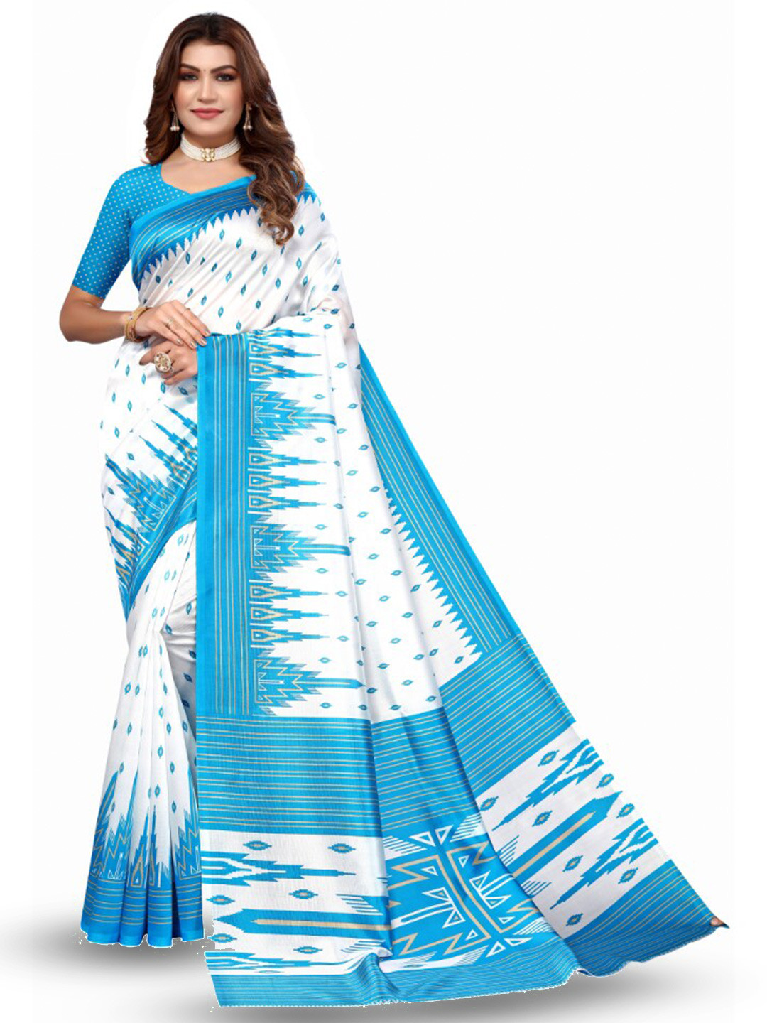 

KALINI Ethnic Motifs Printed Saree, White