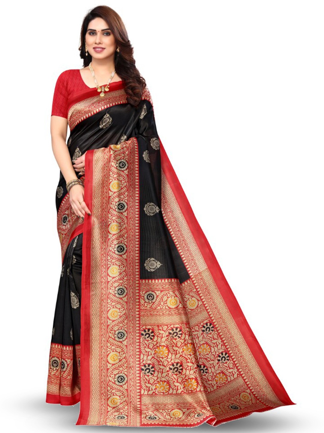 

KALINI Ethnic Motifs Printed Saree, Black