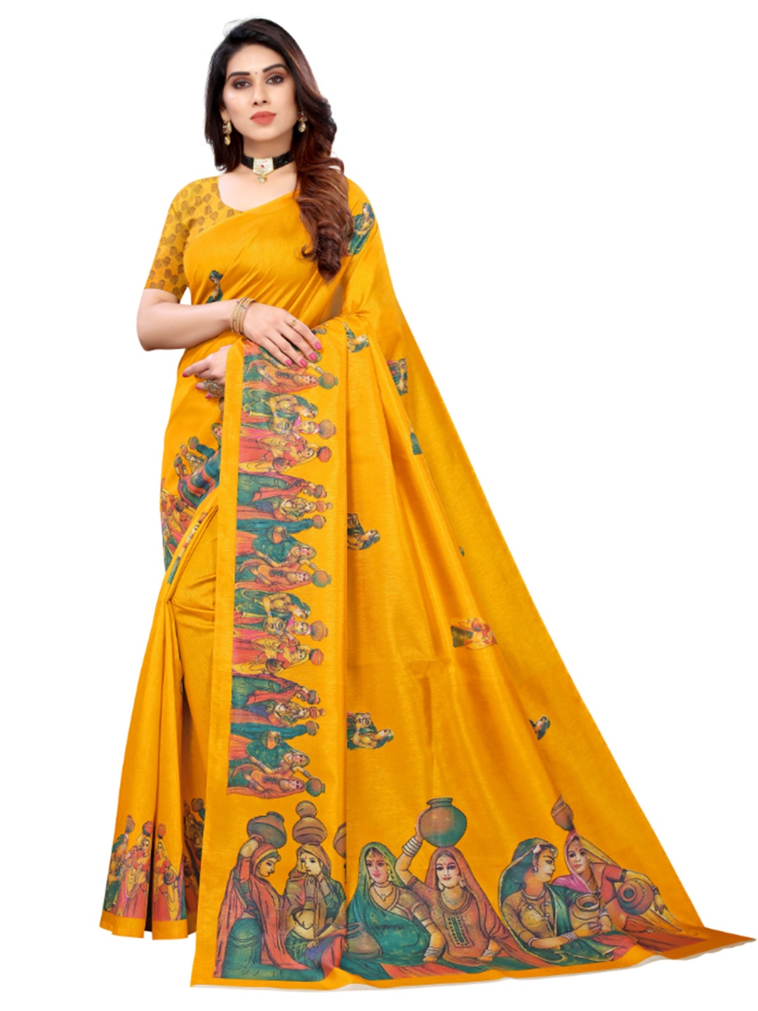 

KALINI Ethnic Motifs Printed Saree, Yellow