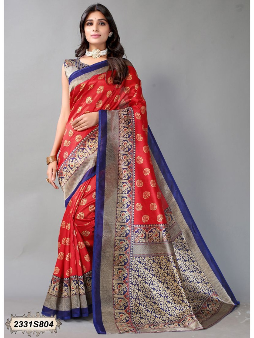

KALINI Ethnic Motifs Printed Saree, Red