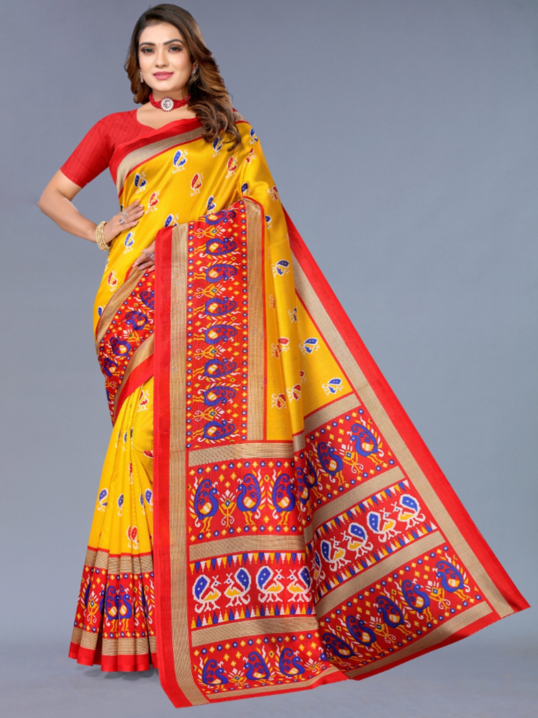 

KALINI Ethnic Motifs Printed Saree, Yellow