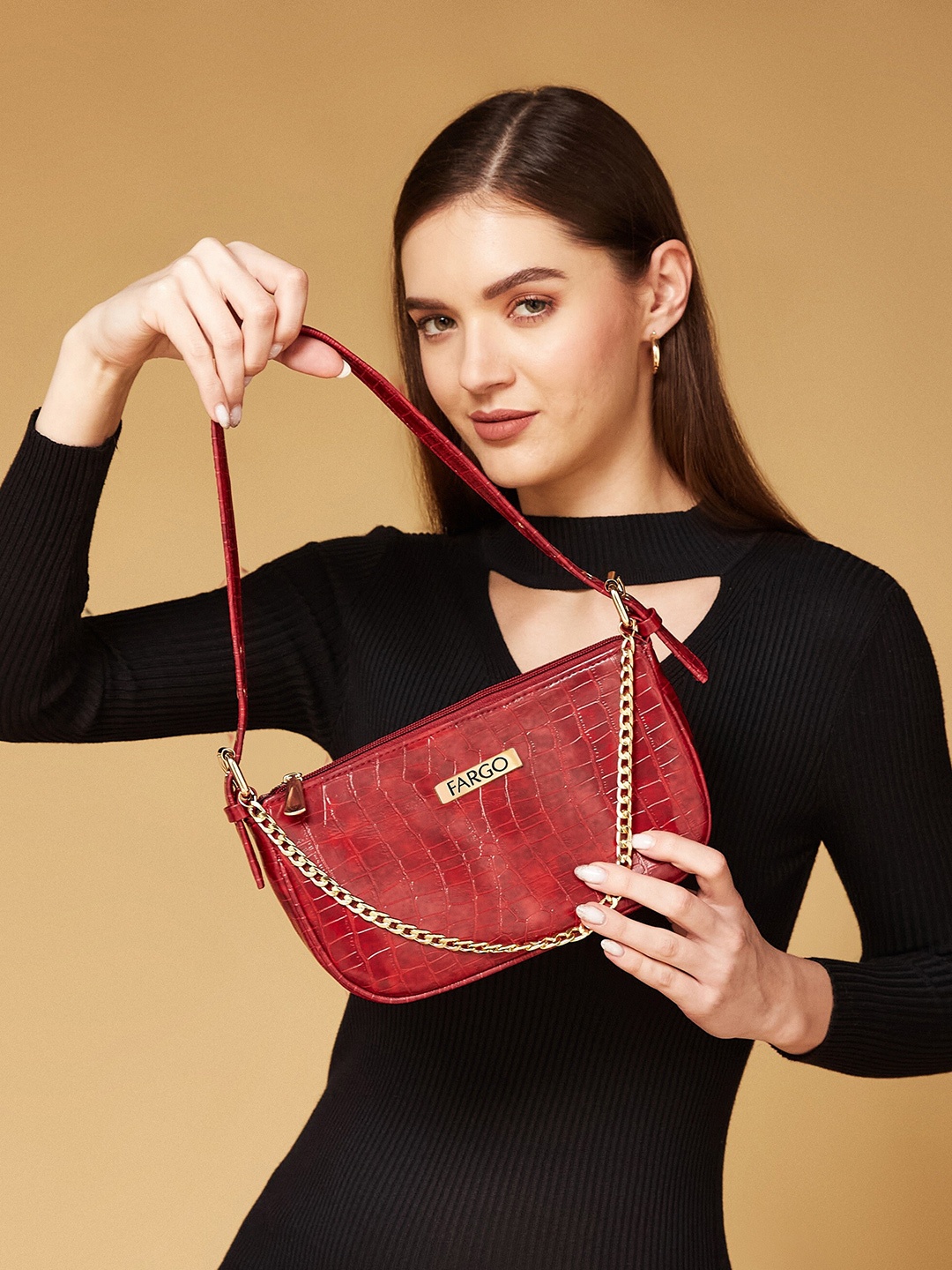 

FARGO Textured Structured Sling Bag, Maroon