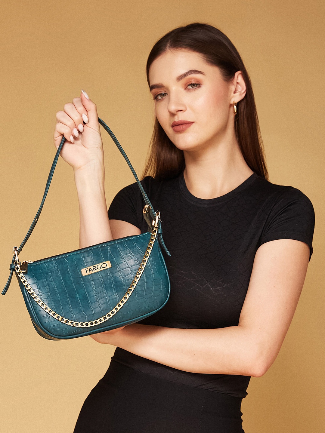 

FARGO Textured Structured Sling Bag, Green