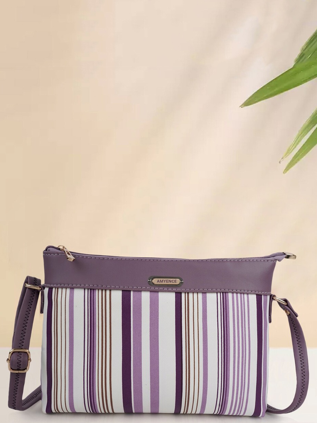 

AMYENCE Striped Sling Bag, Purple