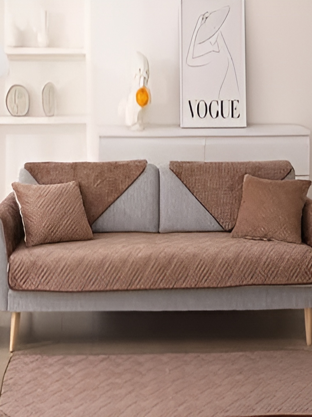 

HomeCloud Brown 4 Pieces Chenille Sofa Covers