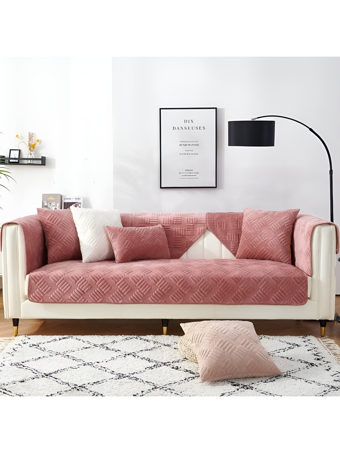 

HomeCloud Pink 5 Pieces Chenille Sofa Covers