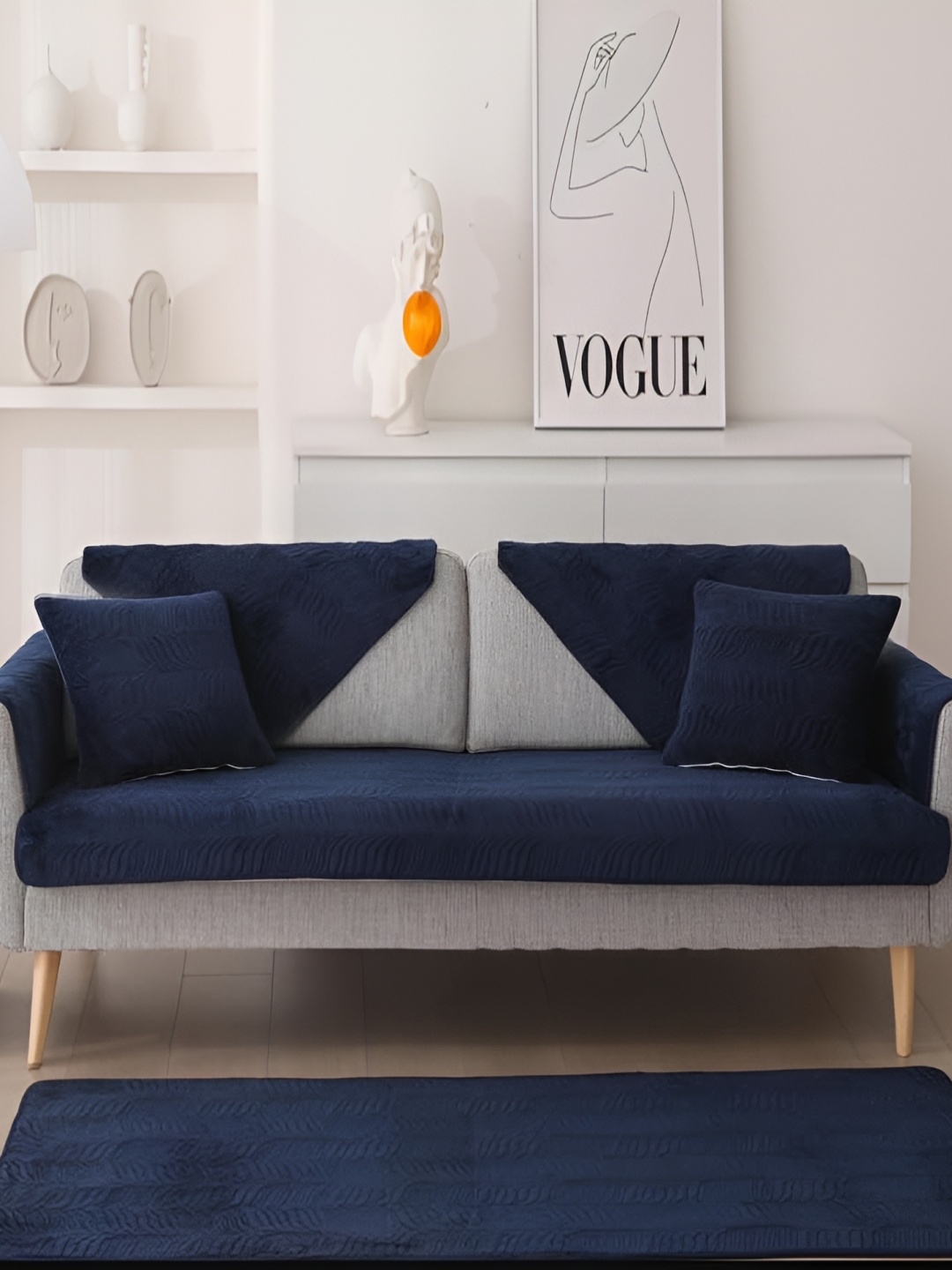 

HomeCloud Blue 5 Pieces Chenille Sofa Covers
