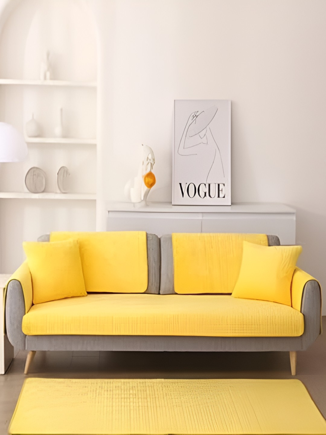 

HomeCloud Yellow 5 Pieces Chenille Sofa Covers