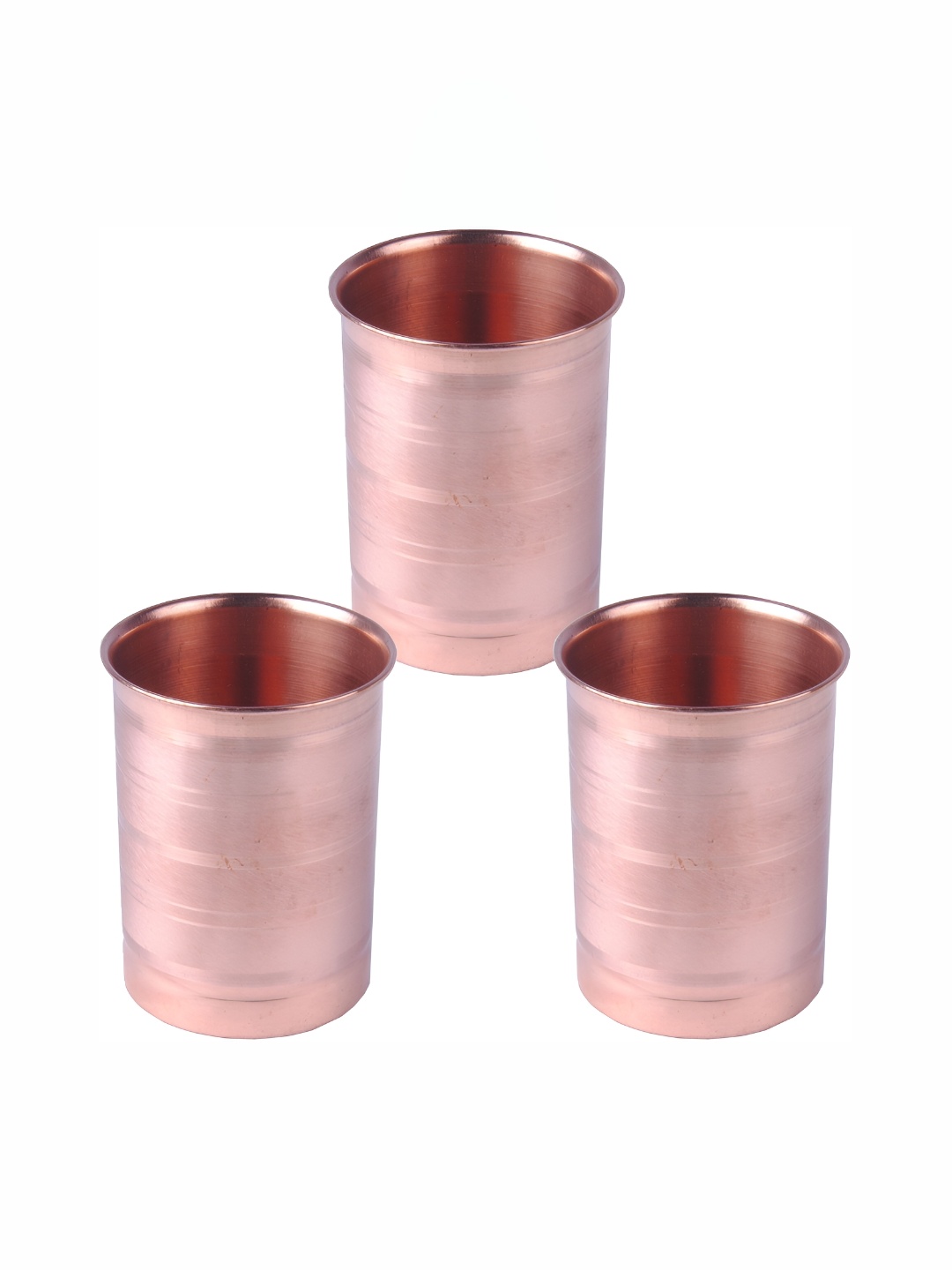 

Shivshakti Arts Brown 3 Pieces Textured Easy to Clean Copper Water Glasses 300 ml