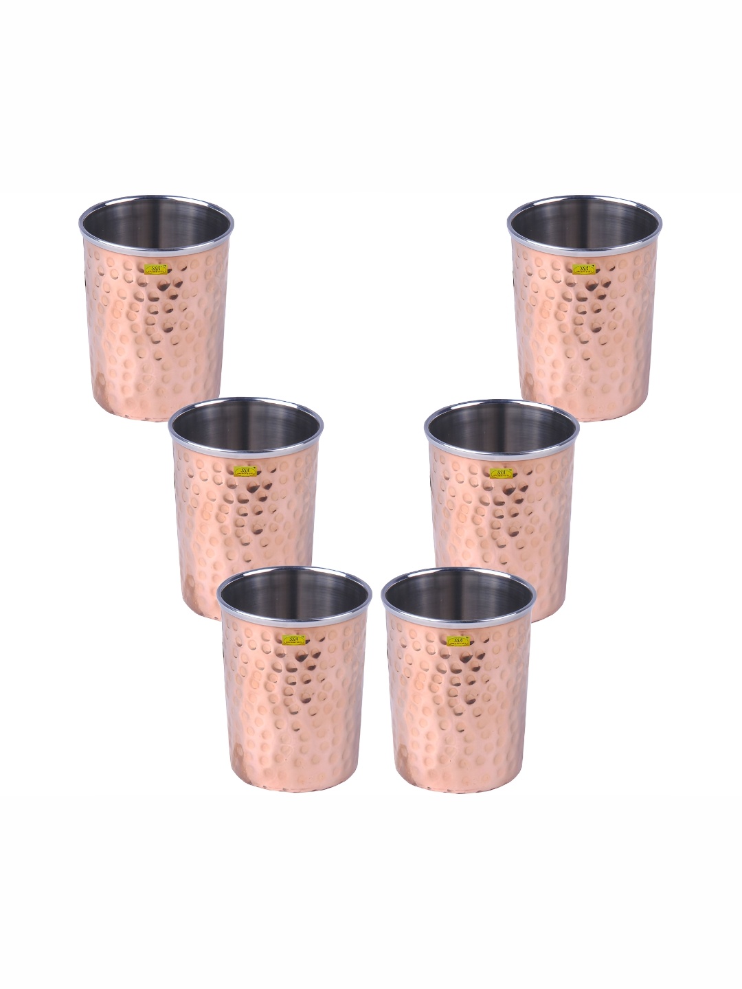 

Shivshakti Arts Brown 6 Pieces Copper Easy To Clean Water Glasses 300 ML