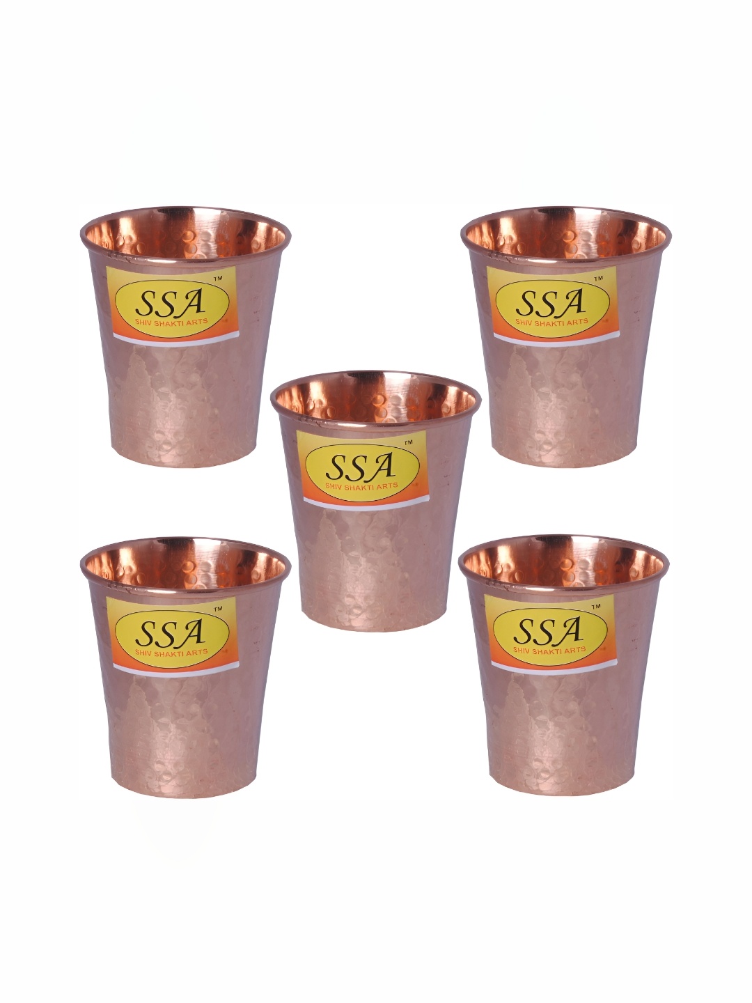 

Shivshakti Arts Copper Toned 5 Pieces Easy to Clean Copper Water or Juice Glass 200 ml