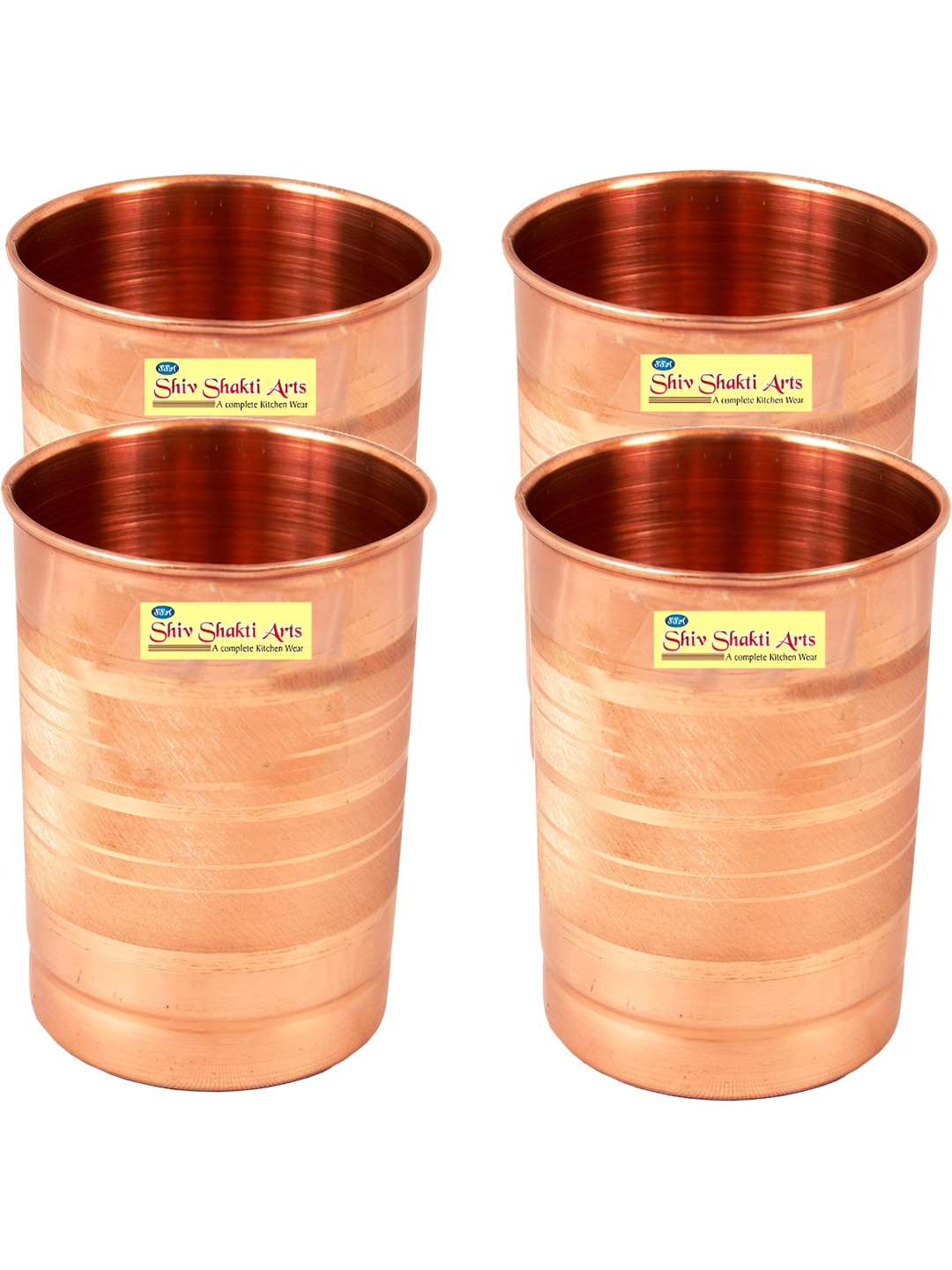 

Shivshakti Arts Brown 4 Pieces Textured Copper Water Glass 300 Ml