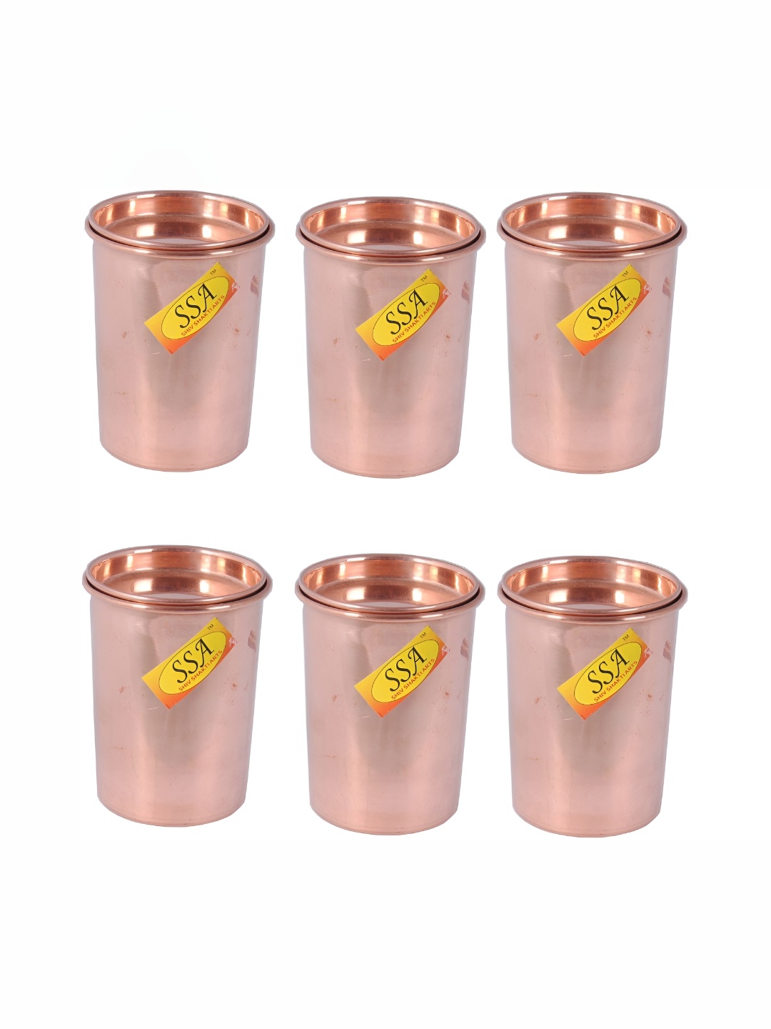 

Shivshakti Arts Brown 6 Pieces Copper Easy To Clean Water Glass 300 ml