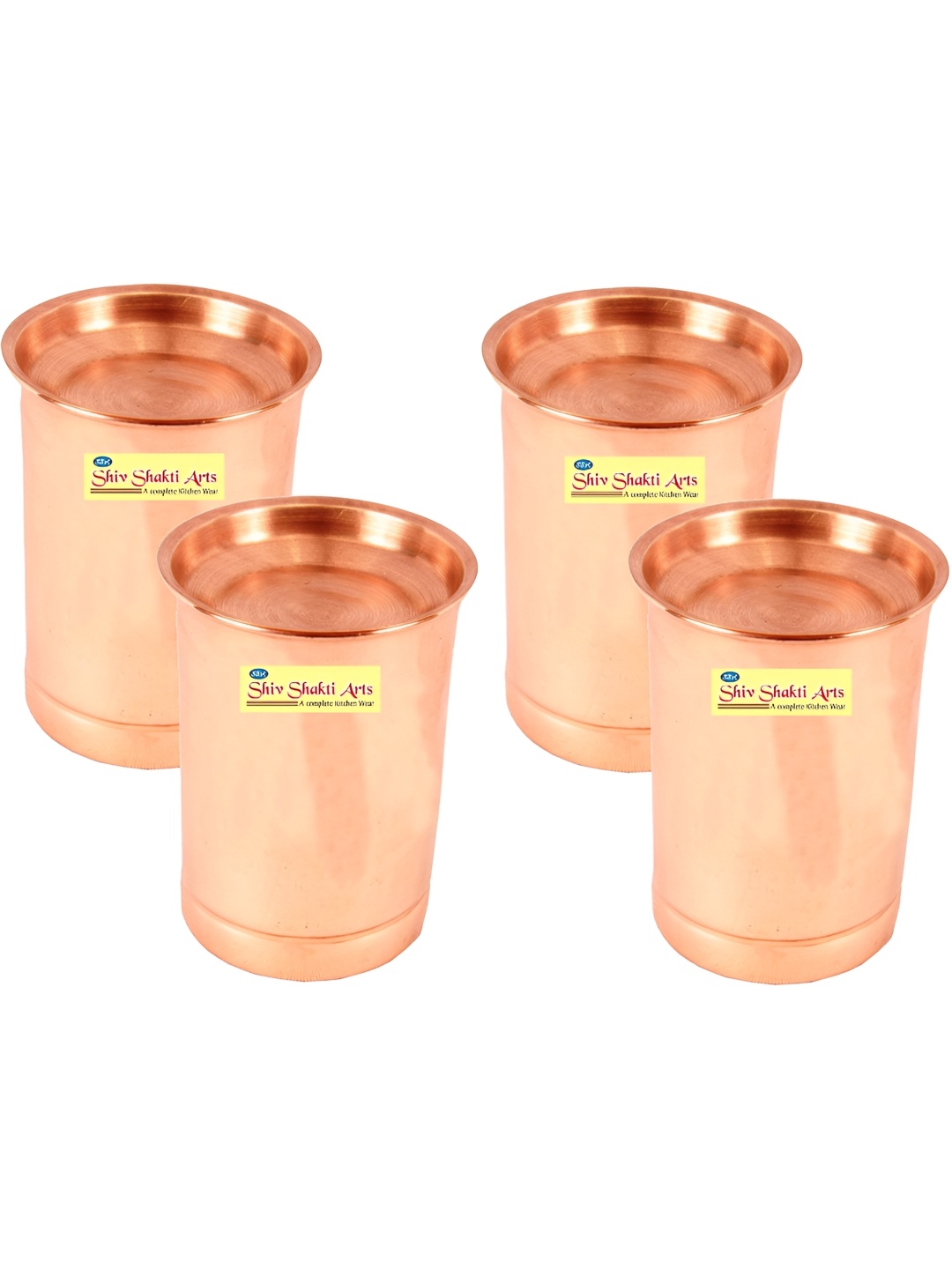 

Shivshakti Arts Brown 4 Pieces Easy to Clean Copper Water or Juice Glass 300ml