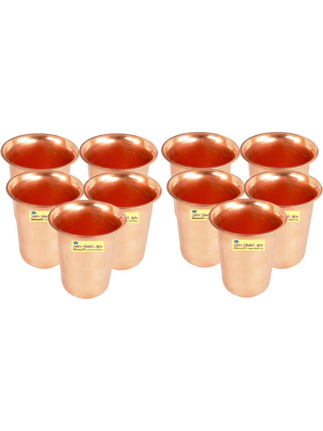 

Shivshakti Arts Brown 10 Pieces Solid Copper Water Glass 300 Ml