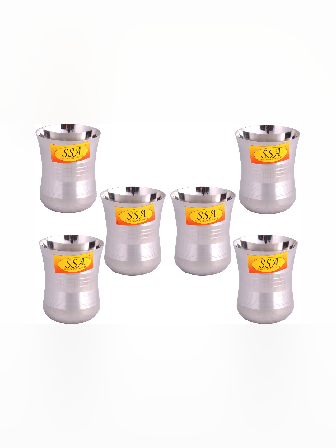 

Shivshakti Arts Stainless Steel 6 Pieces Easy to Clean Water or Juice Glass 150ml