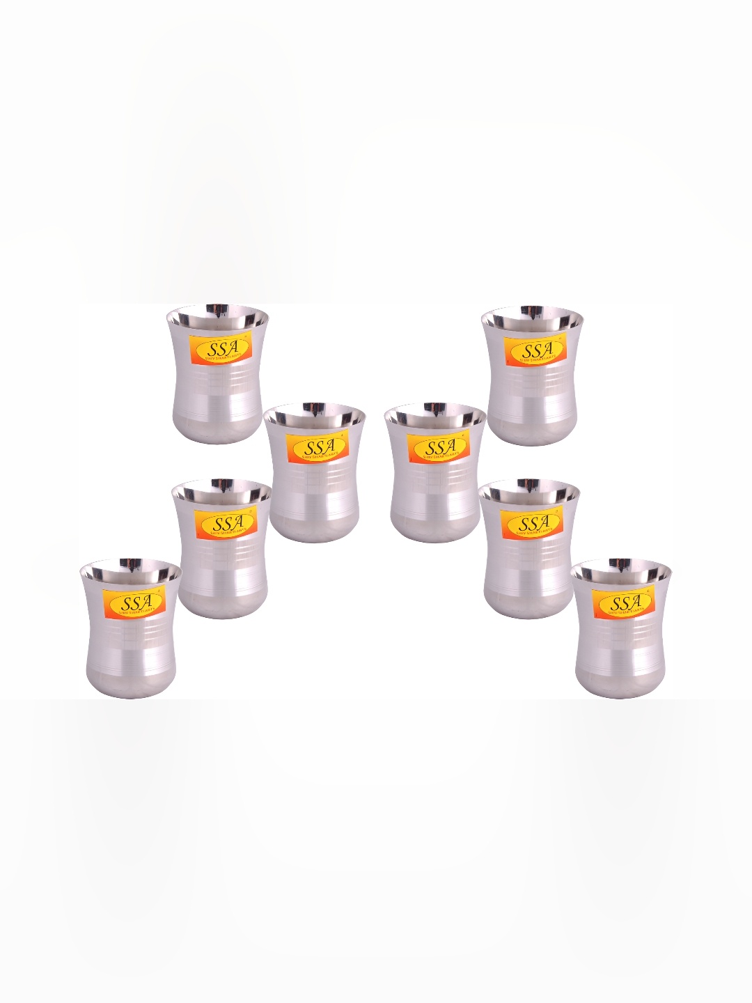 

Shivshakti Arts Steel 8 Pieces Textured Easy to Clean Stainless Steel Water Glasses 150 ml
