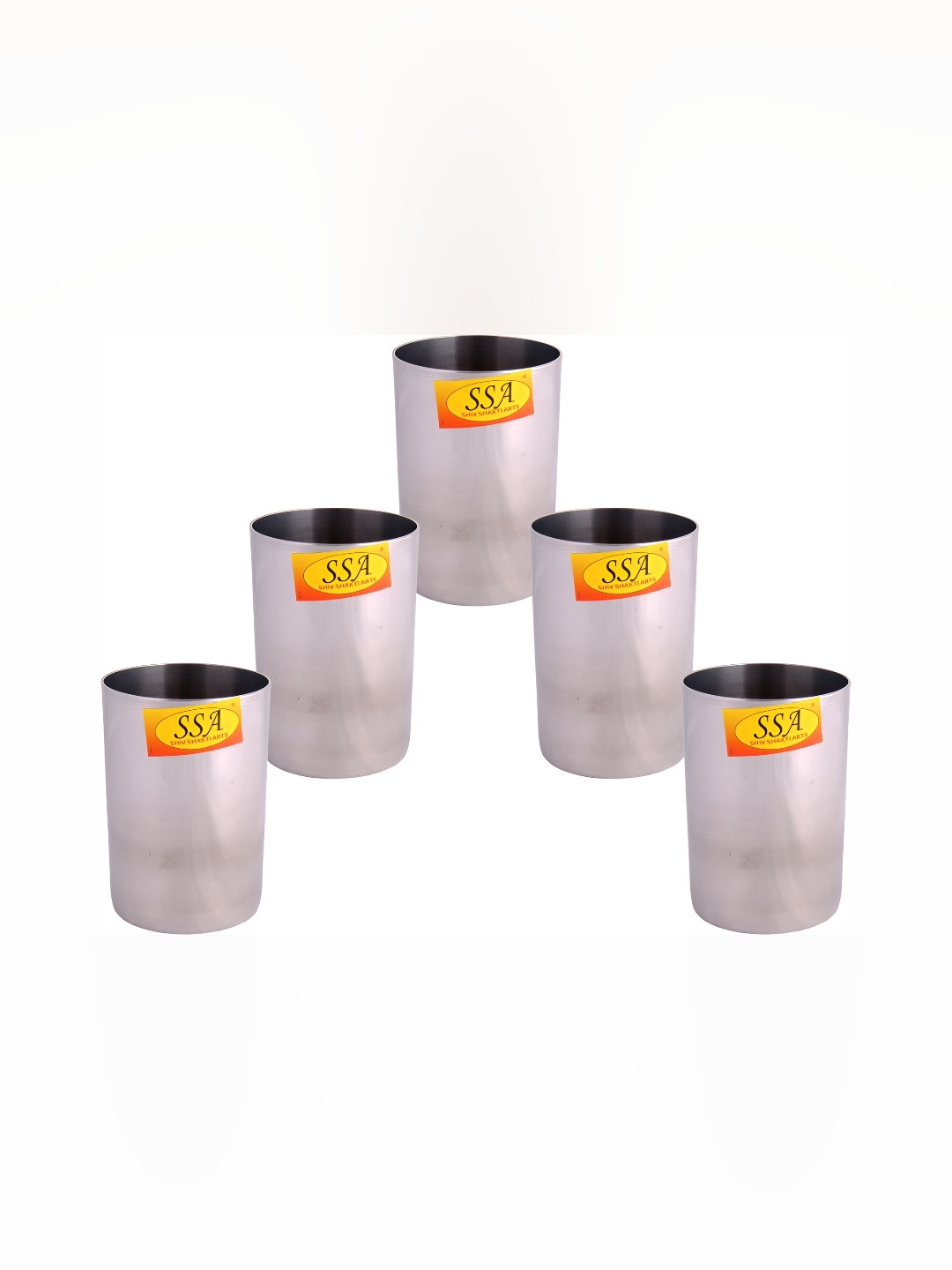 

Shivshakti Arts 5 Pieces Easy to Clean Stainless Steel Water Glasses 300 ml