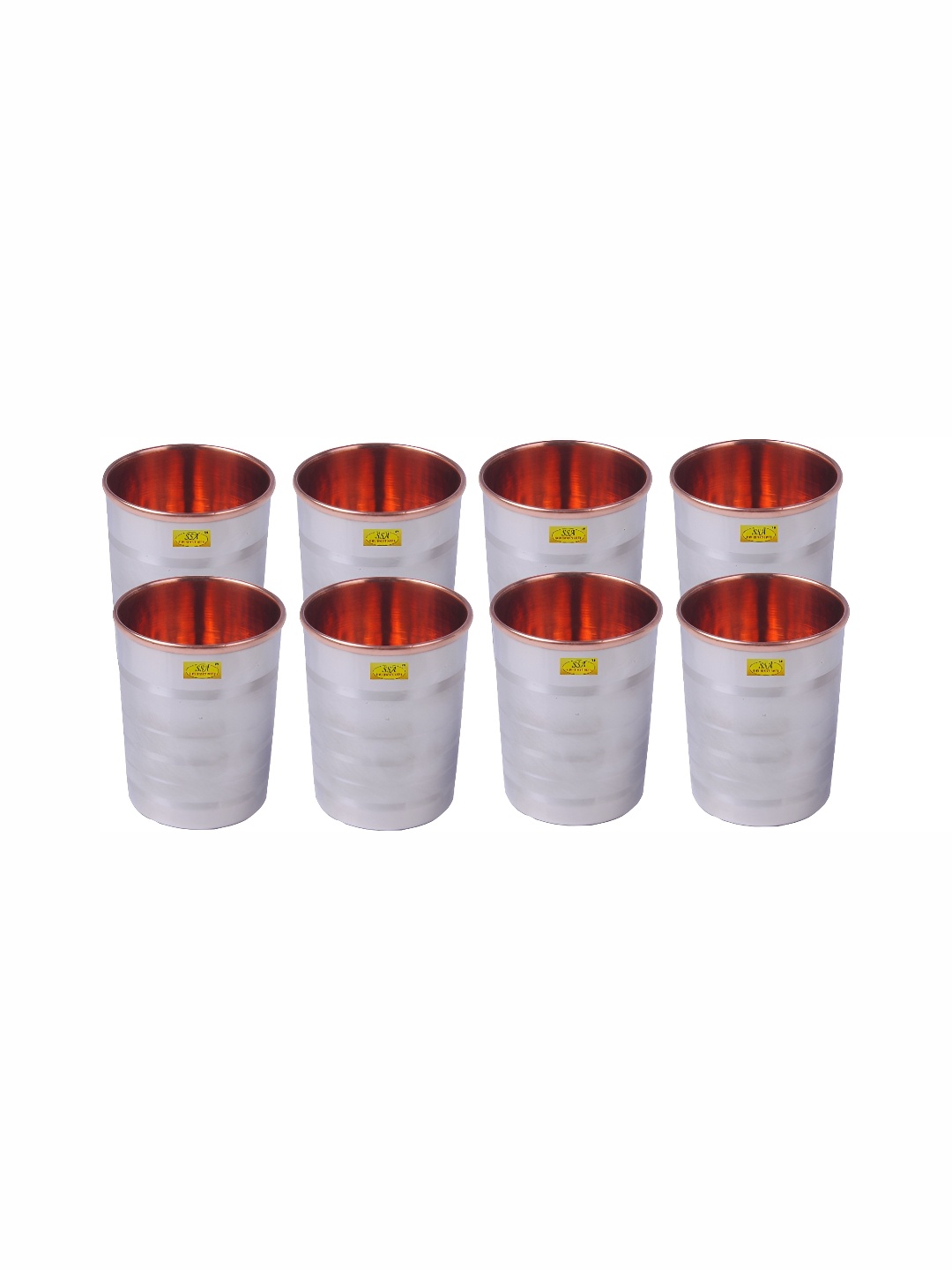 

Shivshakti Arts Copper Toned 8 Pieces Easy to Clean Copper Water or Juice Glass 250 ml