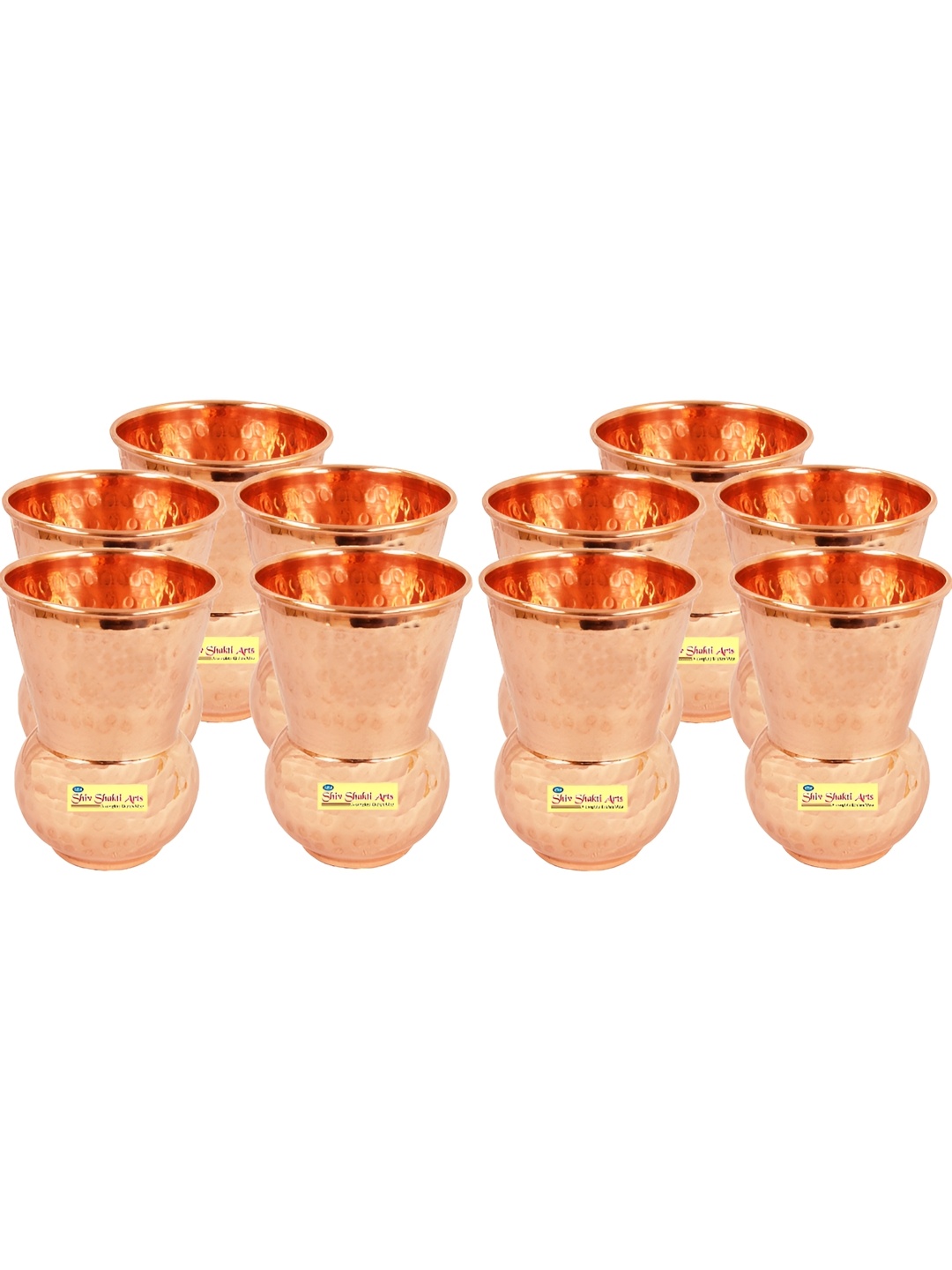 

Shivshakti Arts 10 Pieces Easy to Clean Copper Water Glass 370ml