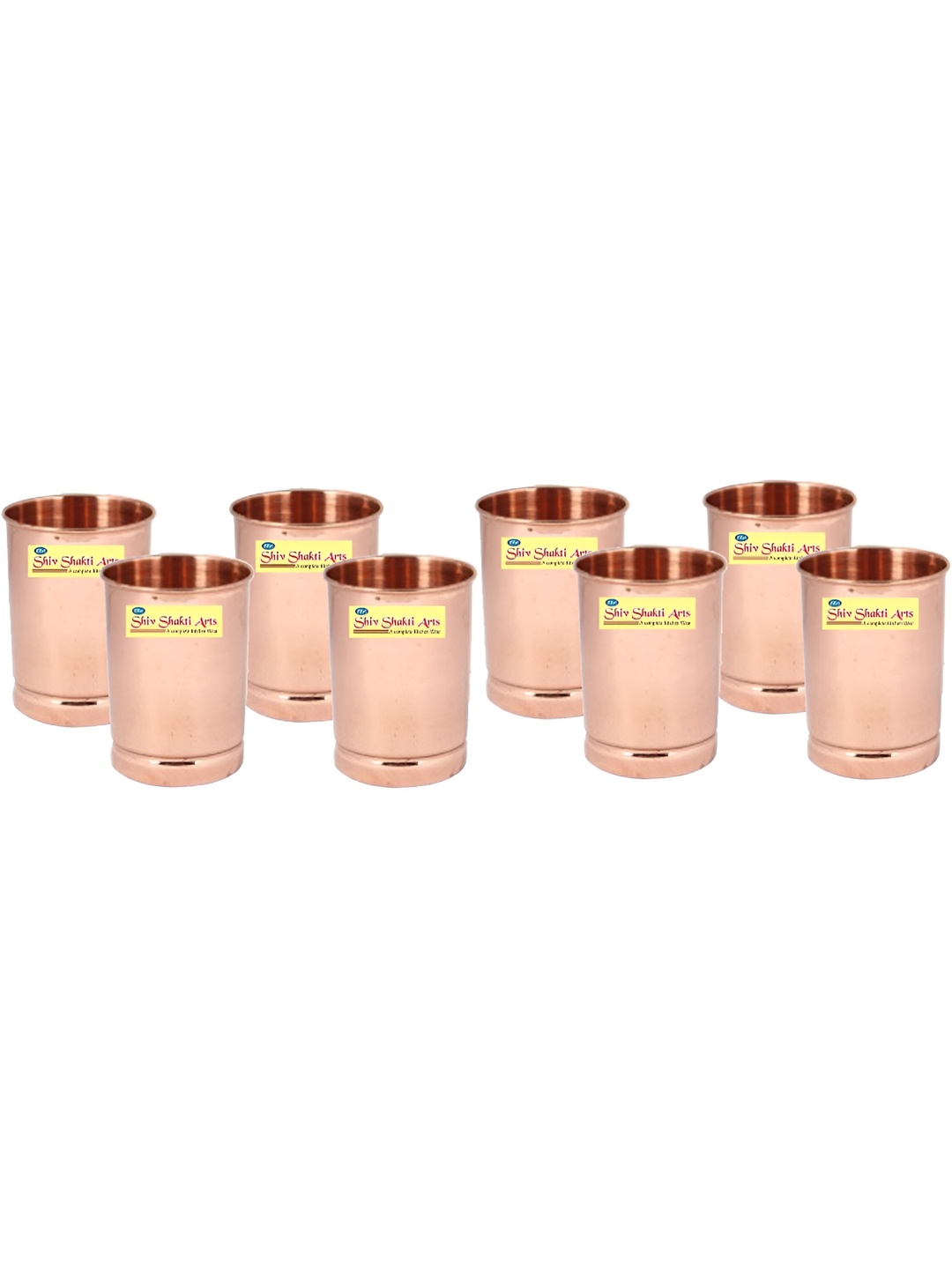 

Shivshakti Arts Brown 8 Pieces Textured Easy to Clean Copper Water Glasses 350 ml