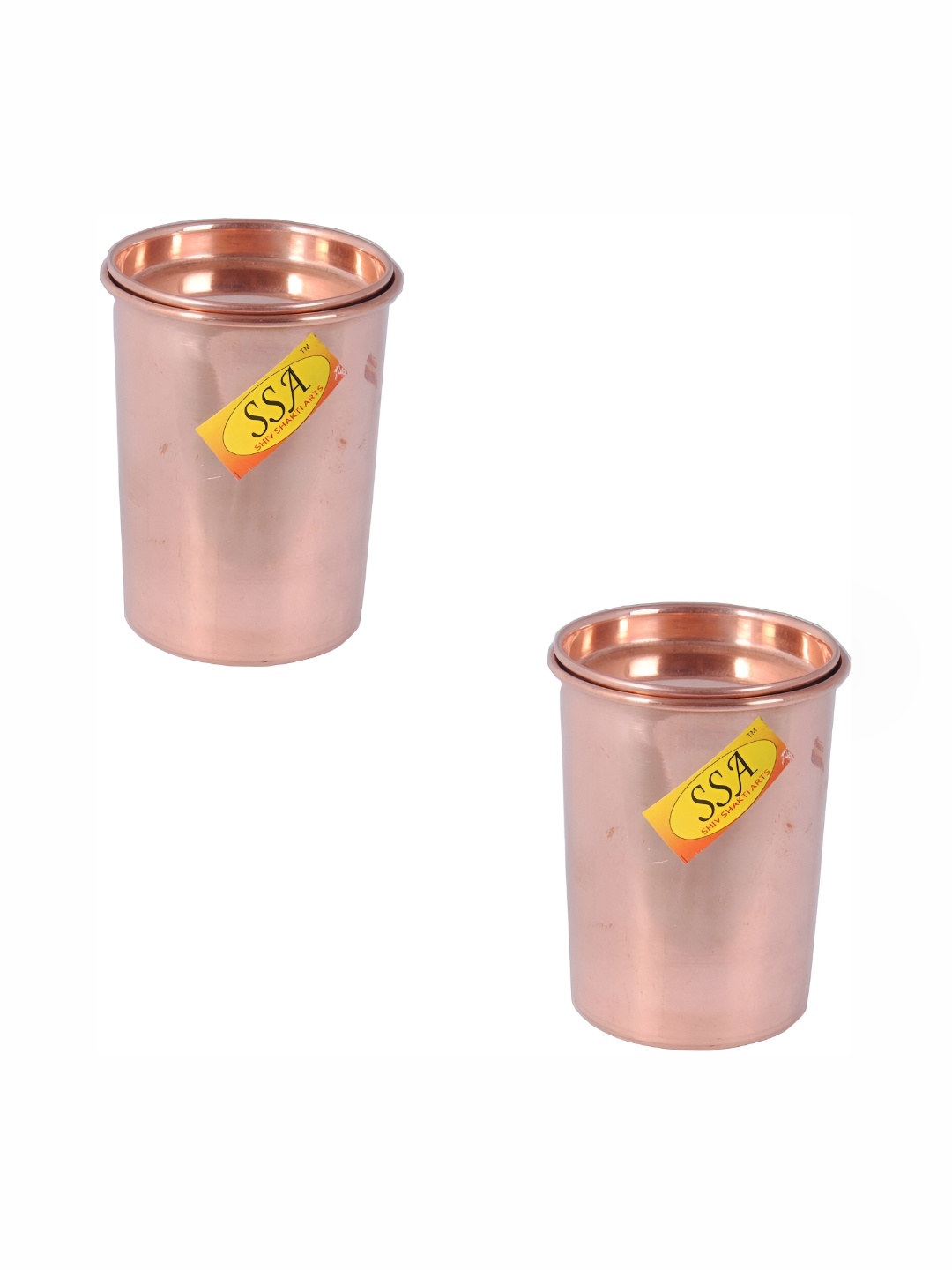 

Shivshakti Arts 2 Pieces Easy to Clean Copper Water Glass 300ml