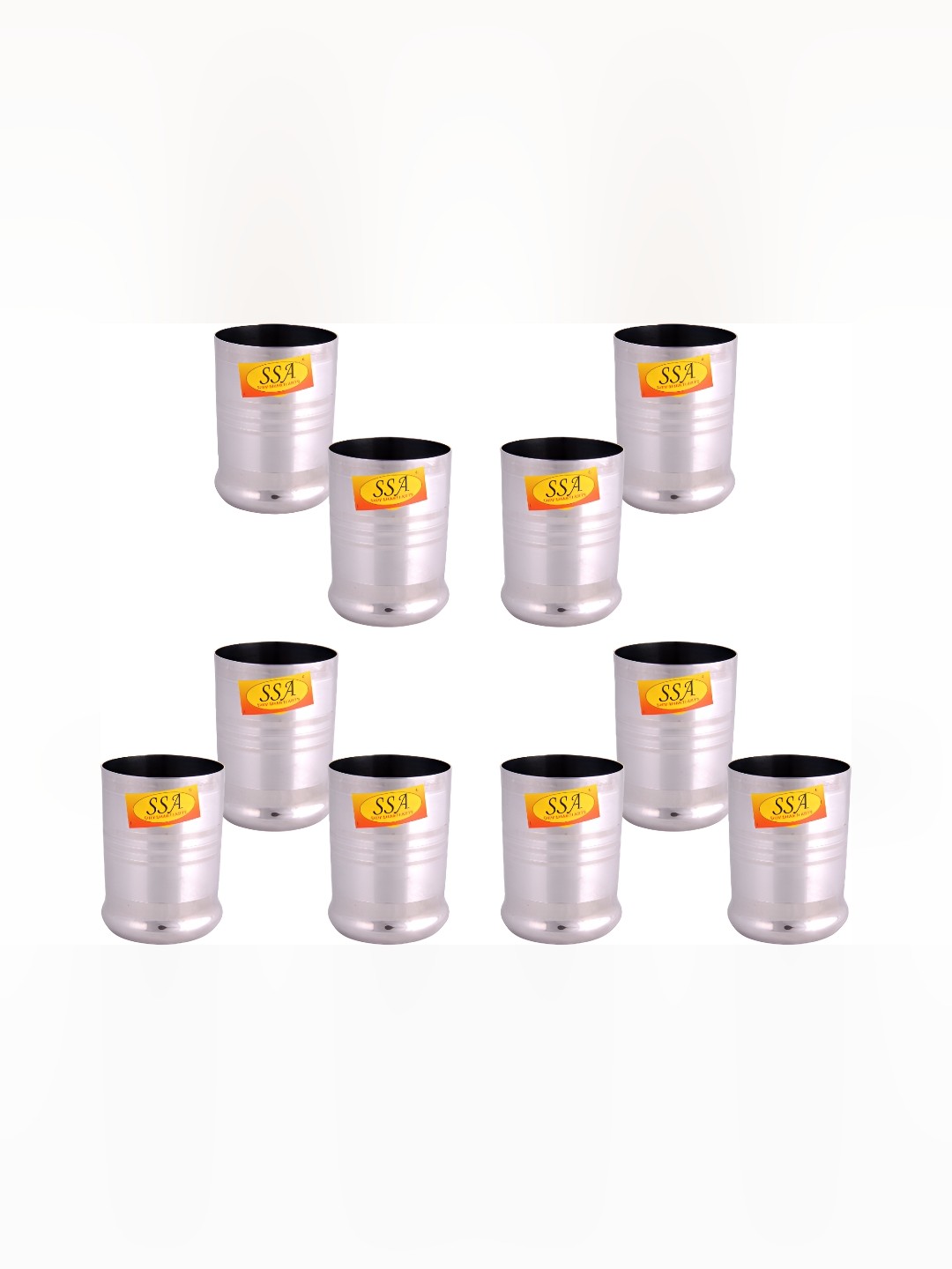 

Shivshakti Arts 8 Pieces Easy to Clean Stainless Steel Water Glass 325ml