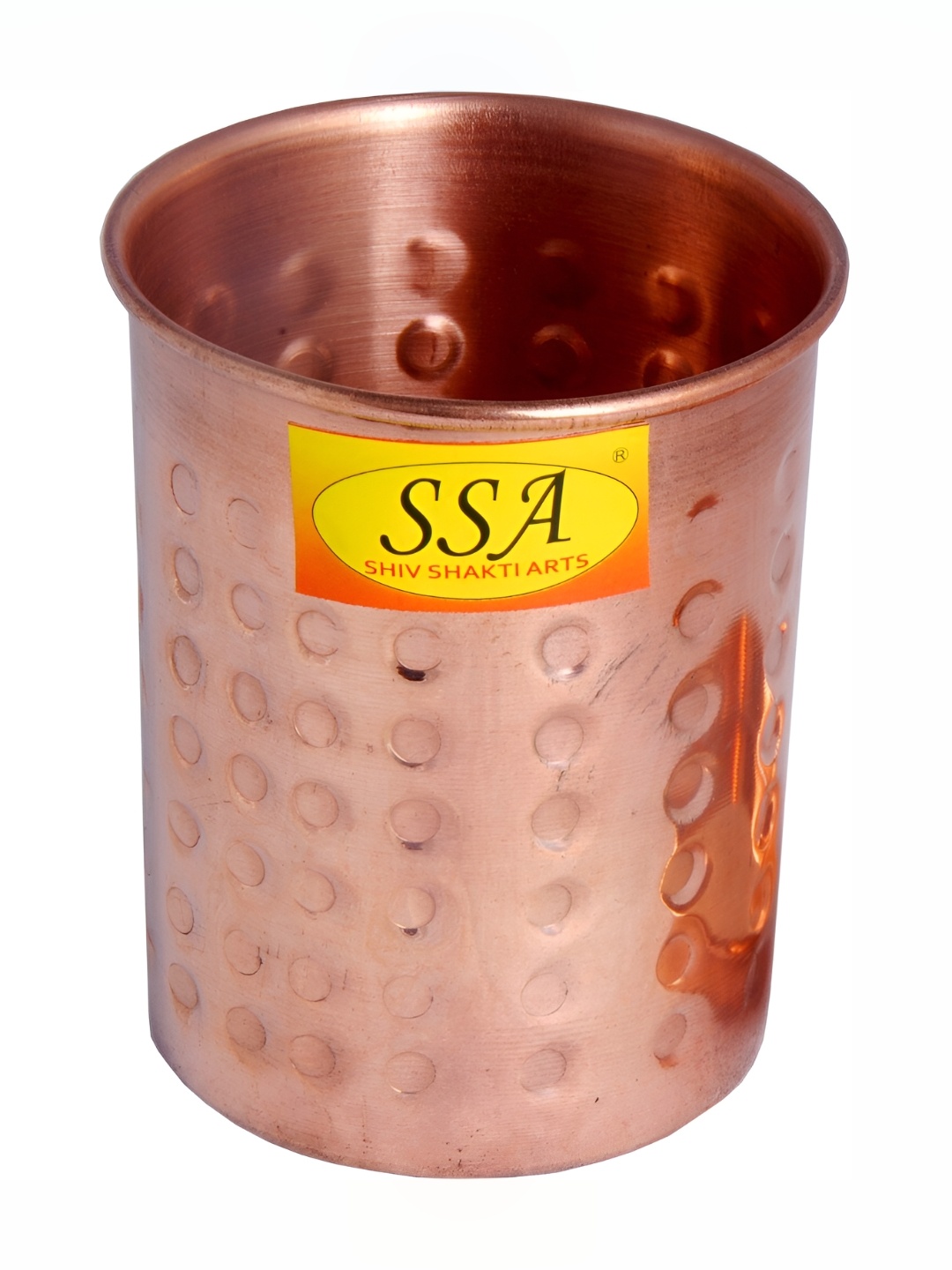 

Shivshakti Arts Brown Textured Easy to Clean Copper Water Glasses 300 ml