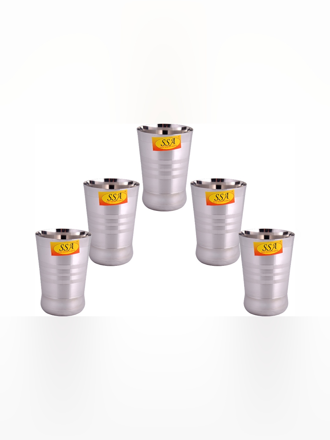 

Shivshakti Arts 5 Pieces Easy to Clean Stainless Steel Water Glass 300ml