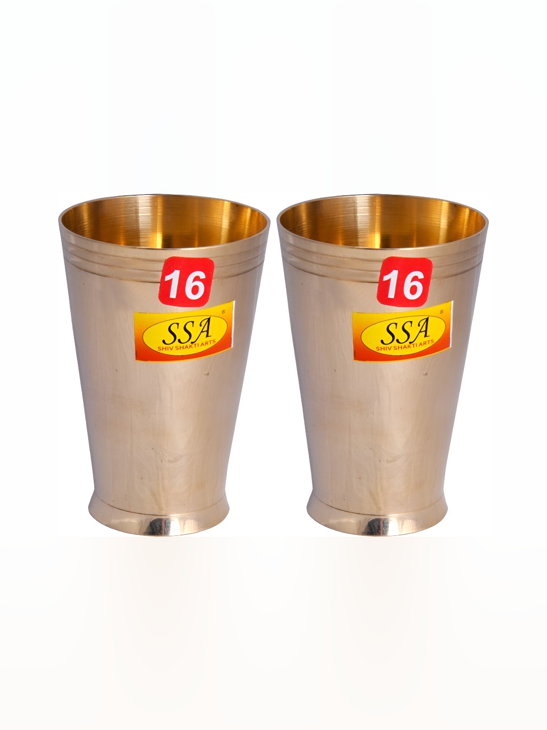 

Shivshakti Arts Gold-Toned 2 Pieces Brass Easy To Clean Water Glasses 350 ML