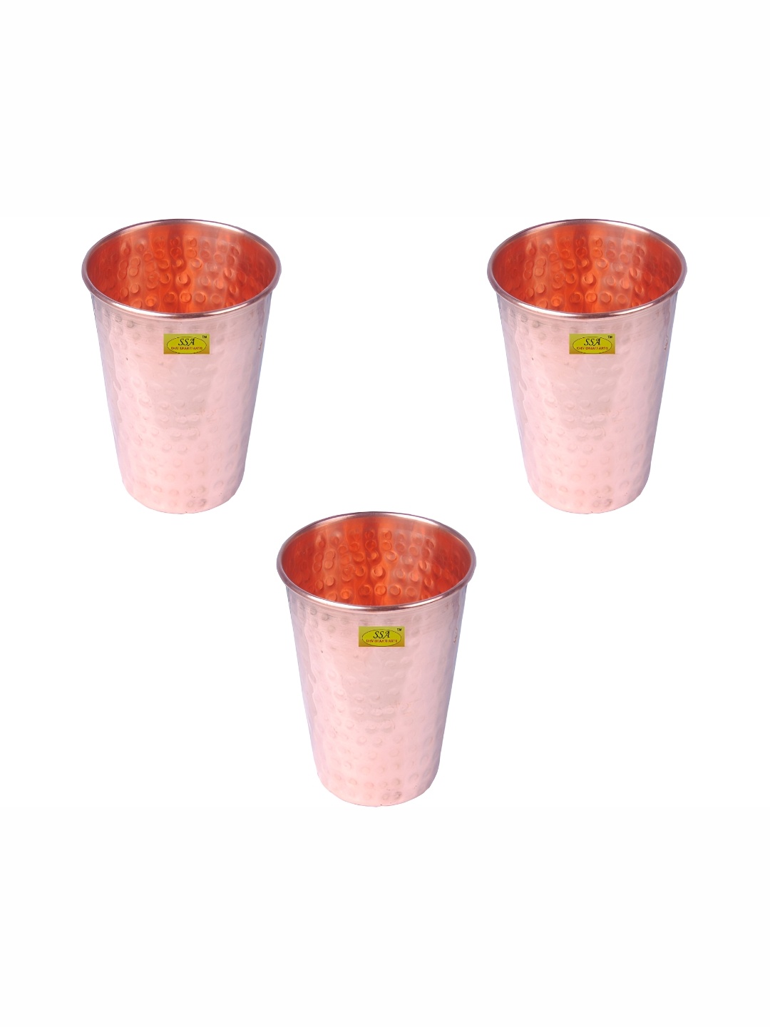 

Shivshakti Arts Brown 3 Pieces Easy to Clean Copper Water or Juice Glass 300ML