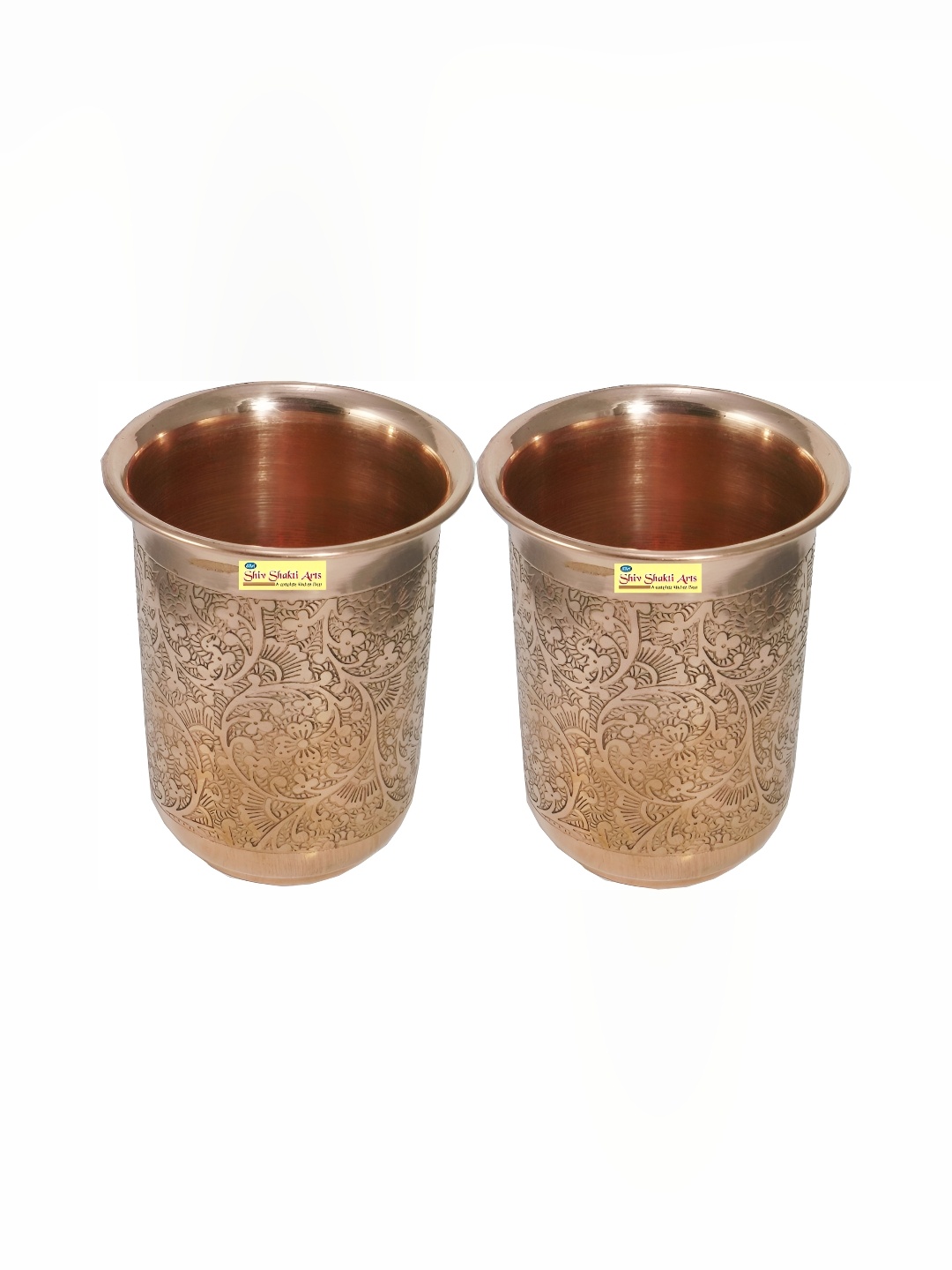 

Shivshakti Arts Brown 2 Pieces Textured Copper Water Glass 200 Ml