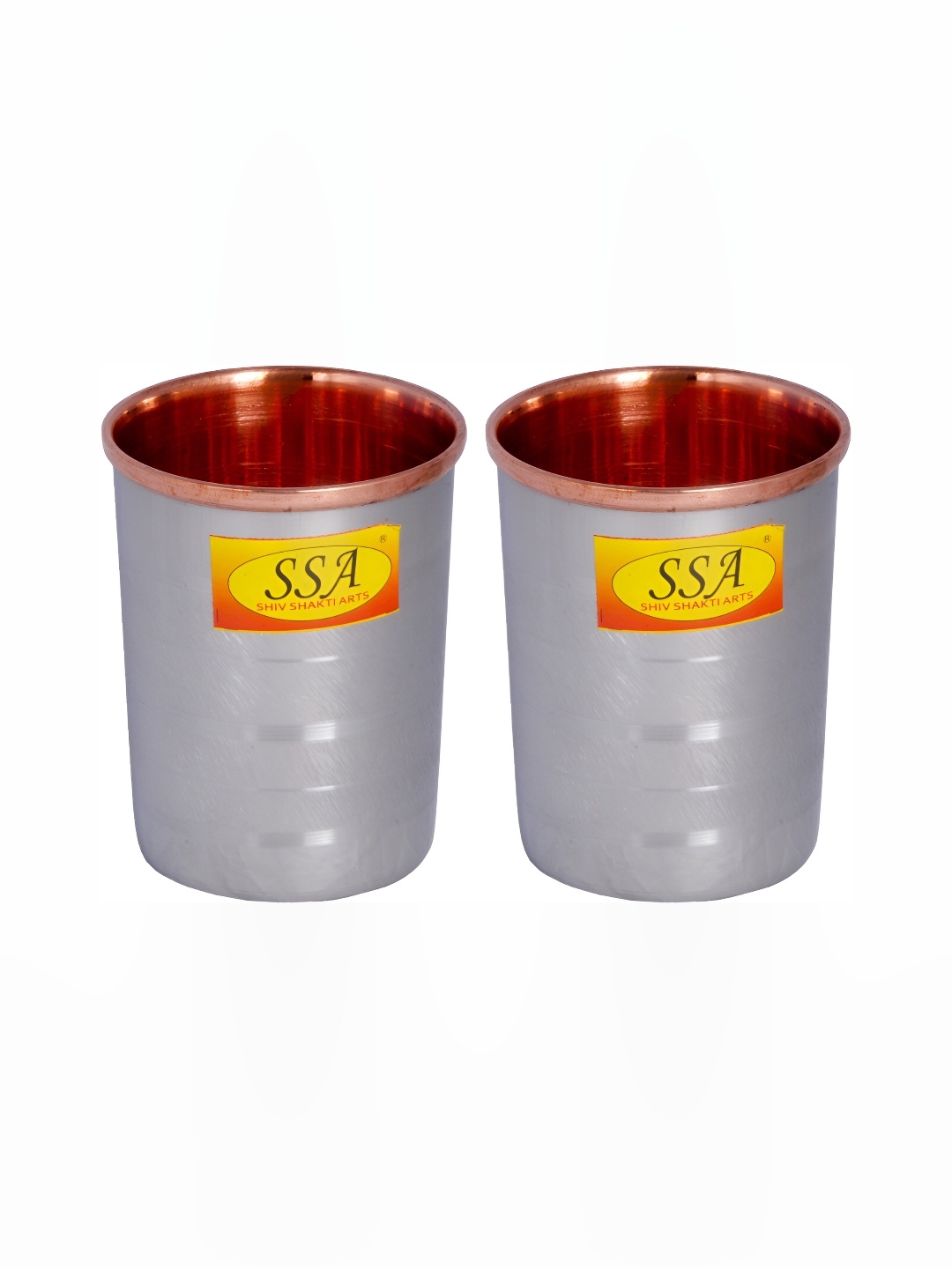 

Shivshakti Arts Silver Toned 2 Pieces Easy to Clean Copper Water Glass 250ml